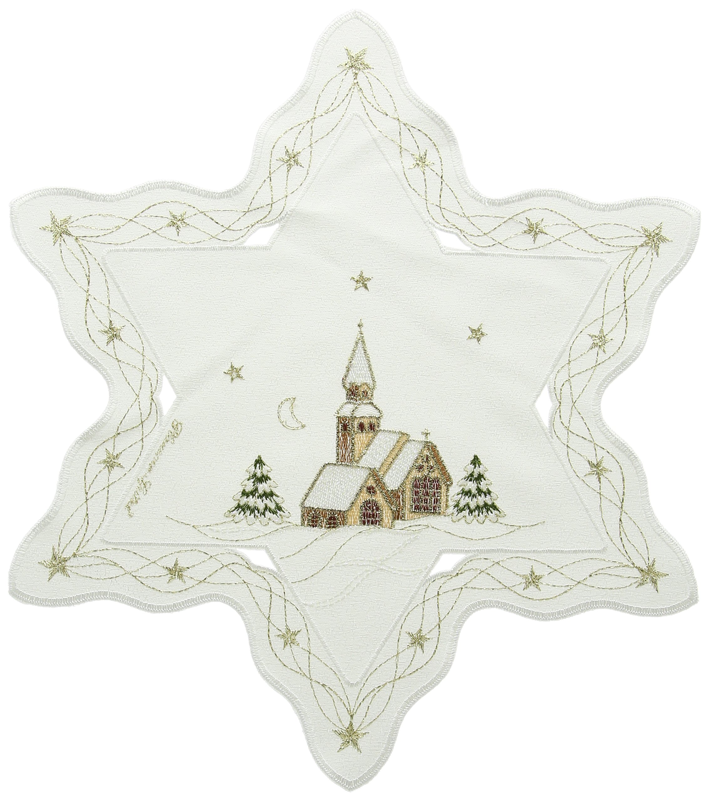Chrismas Lace Winter Village Star 5.4cm Ecru-Coloured Jacquard