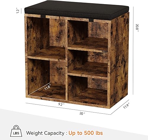 Miniatura 3 de coucheta Banco de almacenamiento de zapatos con cojín, armario de zapatos con asiento cúbico, banco pequeño con estante ajustable de 3 niveles para