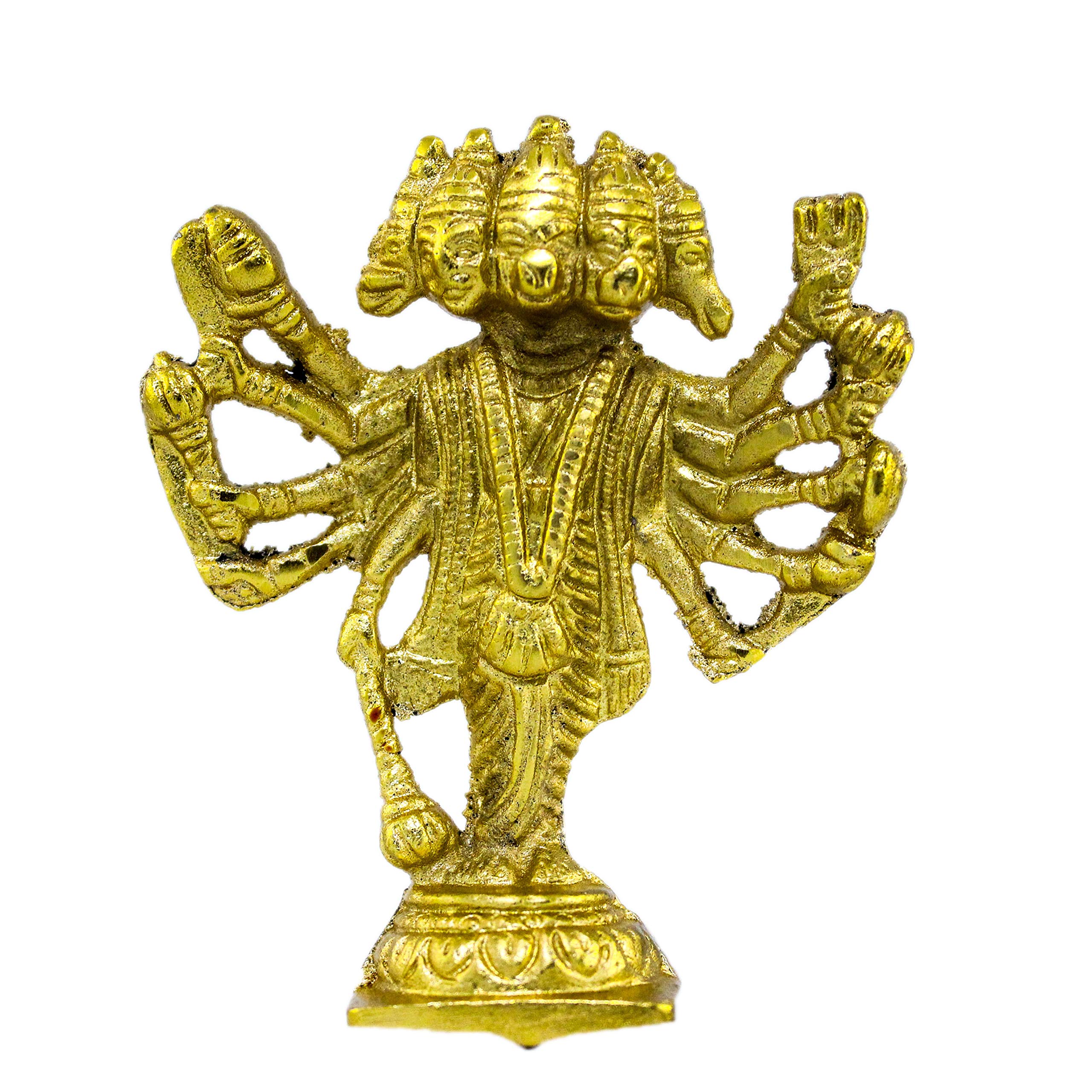 Buy The Holy Mart Panchmukhi Metal Hanuman Statue in Golden Colour and