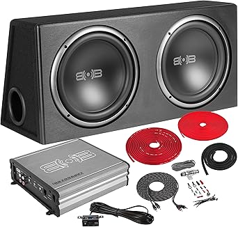 BELVA BPKG212v2 1200W Dual 12" Car Subwoofer with Ported Enclosure, Monoblock Amplifier, Wiring Kit and Remote Bass Knob