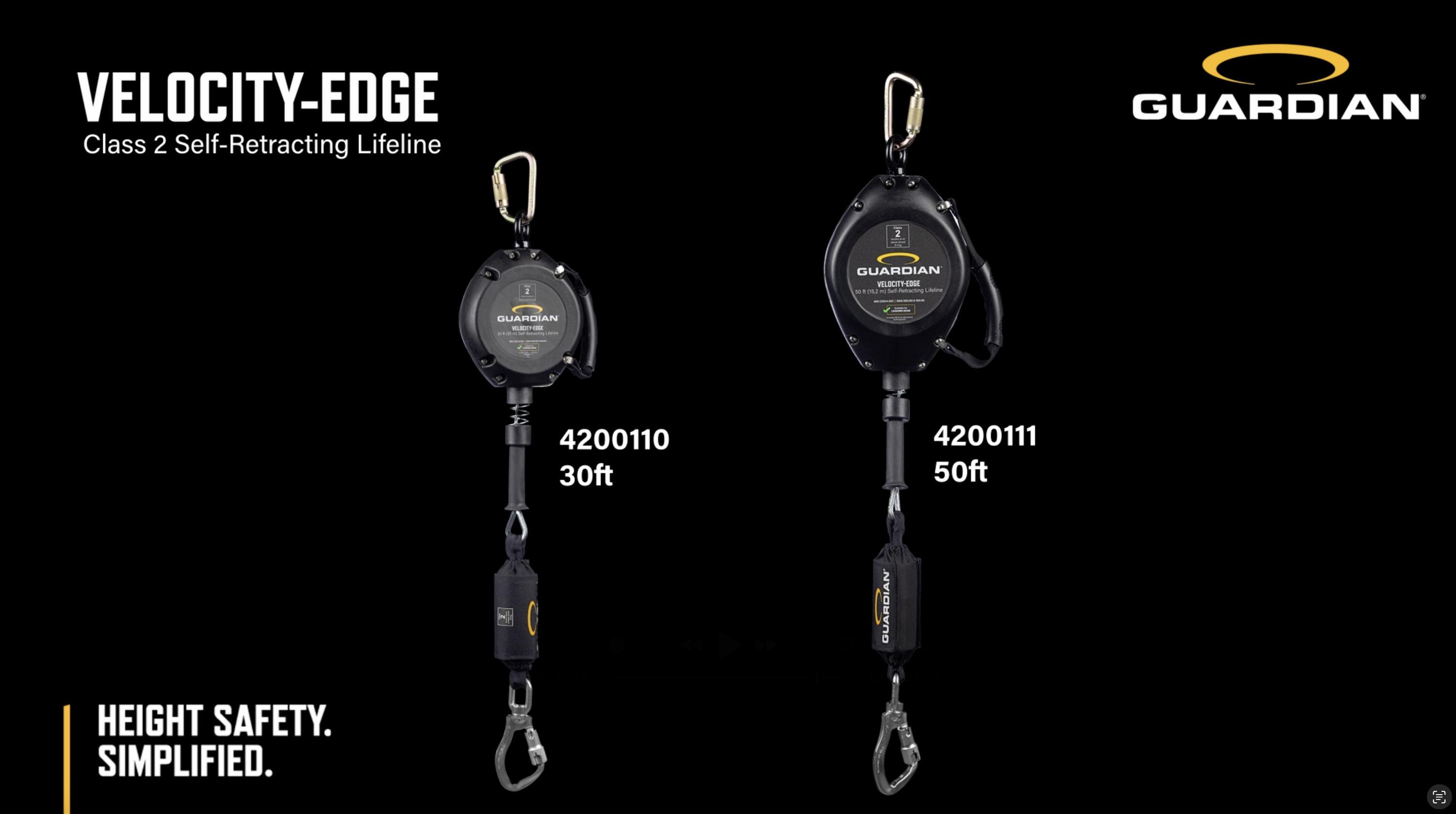 Guardian 4200111 Velocity-Edge SRL – Class 2 Self-Retracting