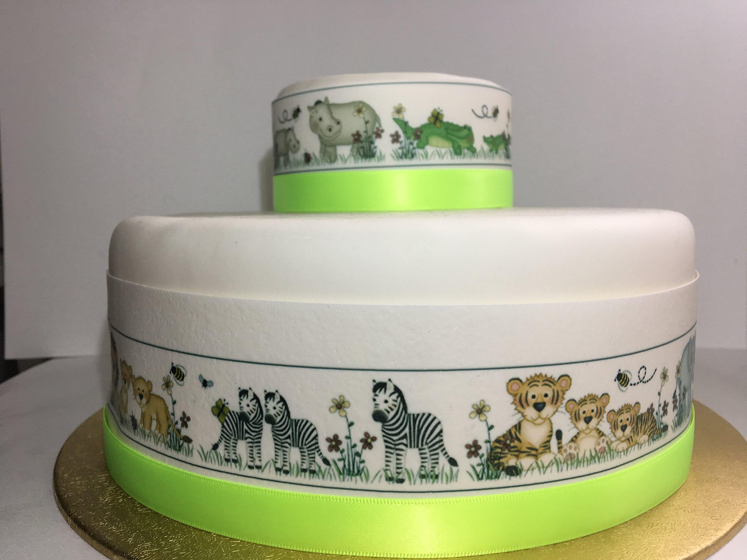 Edible Decor Icing Sheet Cute Jungle Animals Border Ribbon - Perfect for Decorating Childrens cakes- Easy to Use