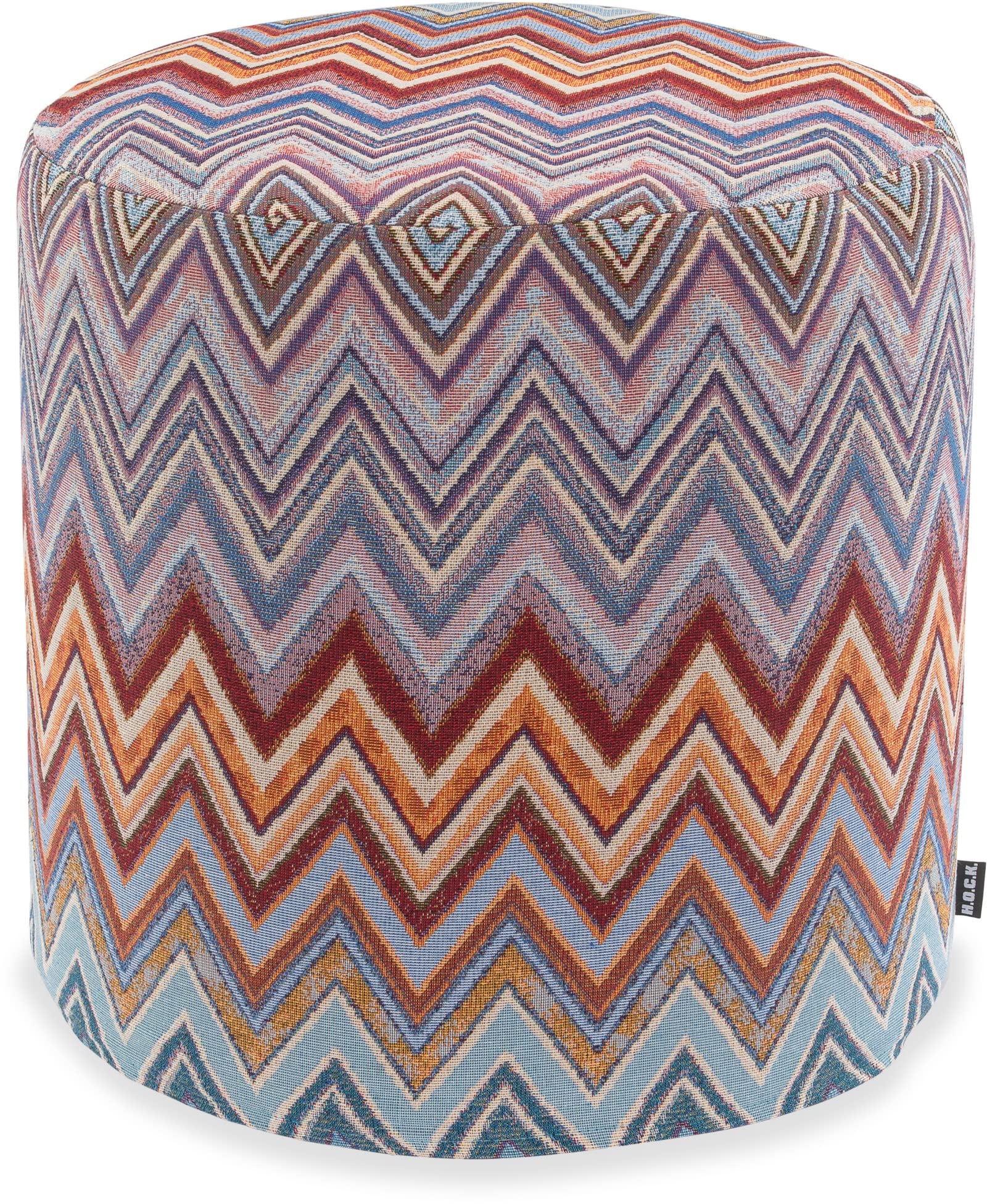 H.O.C.K. Rebelle Zick-Zack Kissen inkl. Füllung Dekokissen Bodenkissen und Hocker bunt lila (Hocker rund 45x45cm, bunt lila)