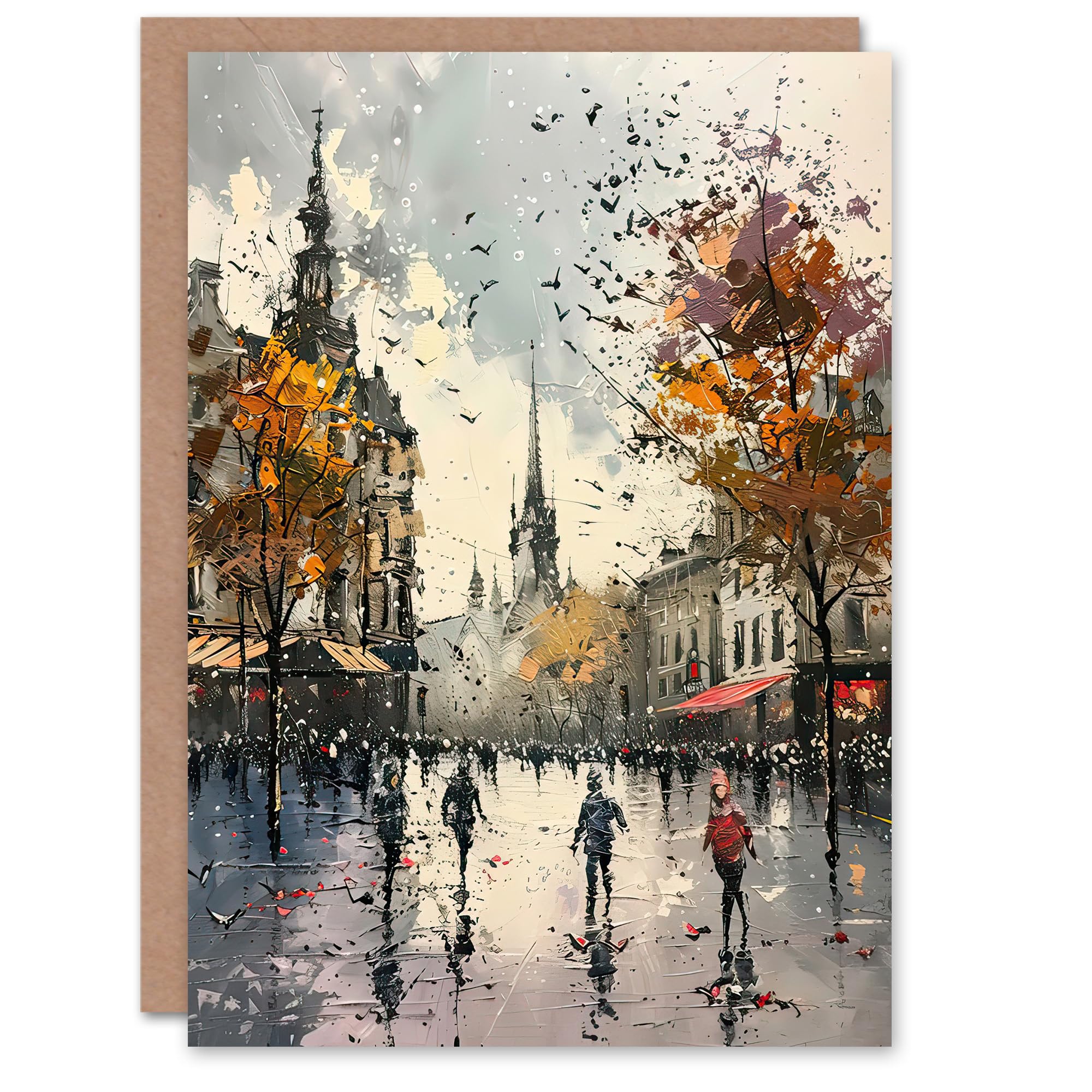 Artery8 Greeting Card Bishop Auckland Castle Modern Artwork Autumnal Blank For Him Or Her Art Birthday Card