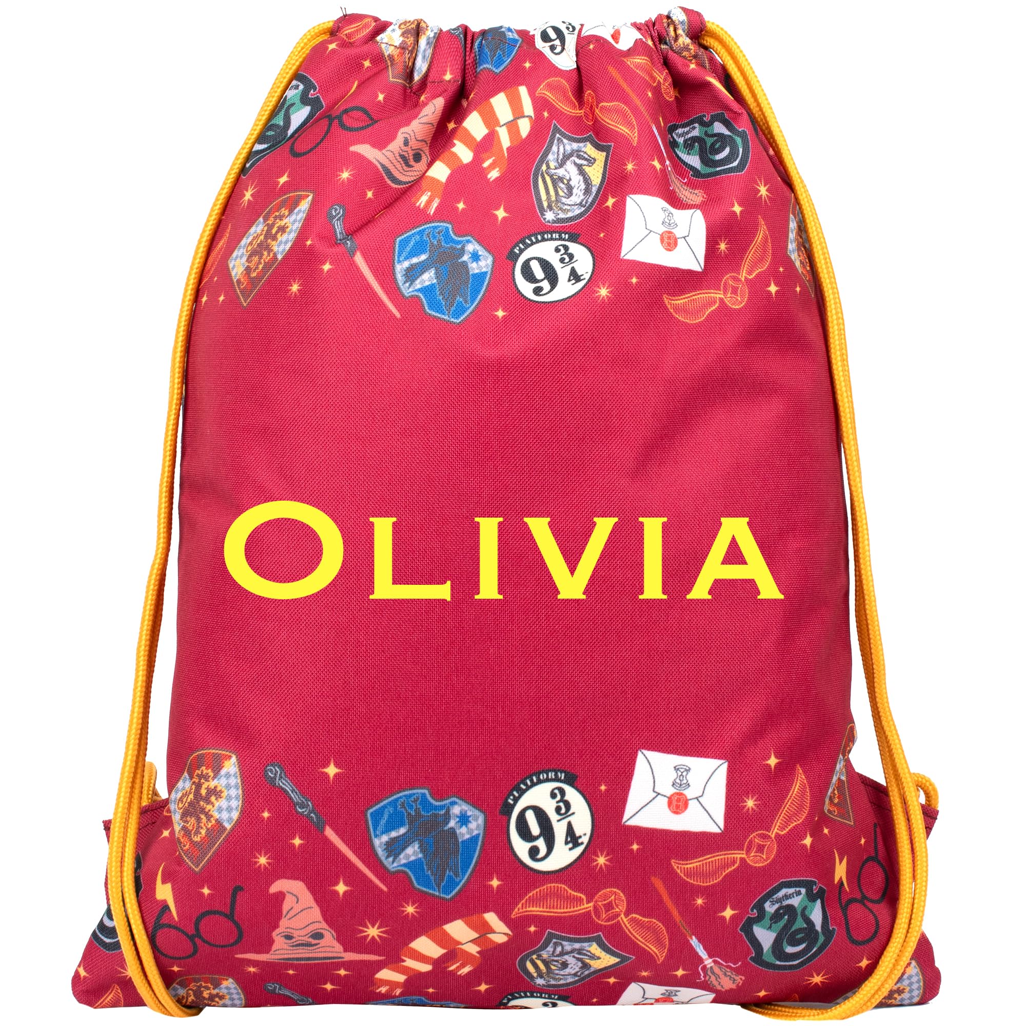 Harry Potter Girls Burgundy Personalised Drawstring Bag For Kids Pe Bag - Kids School Or Swimming Bag For & Boys - Personalised Bag
