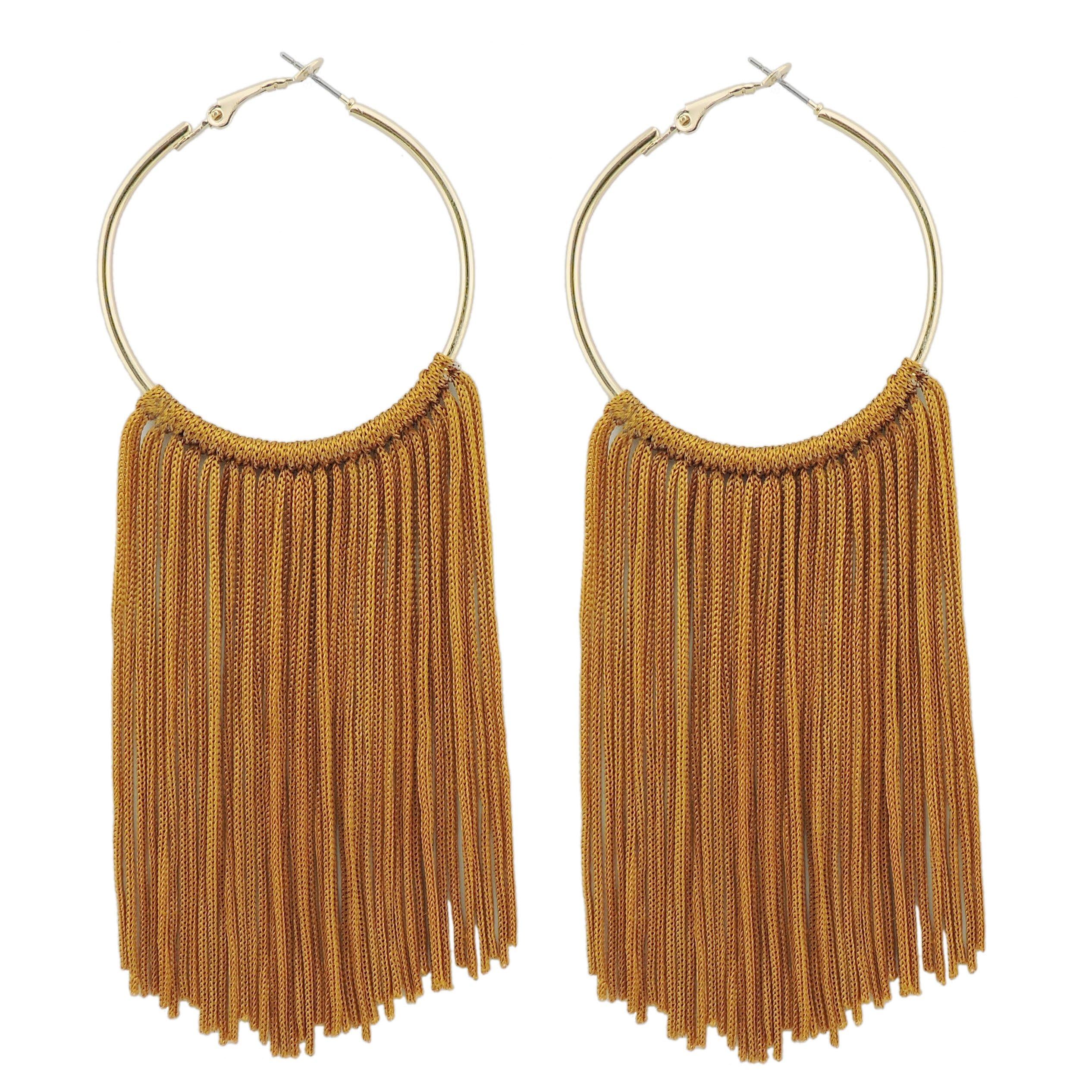 Coiris Boho Tassel Earrings for Women Bohemian Hoop Drop Tassels Western Earrings Dangle Country Earrings Summer Beach Long Tassels Earrings for Women