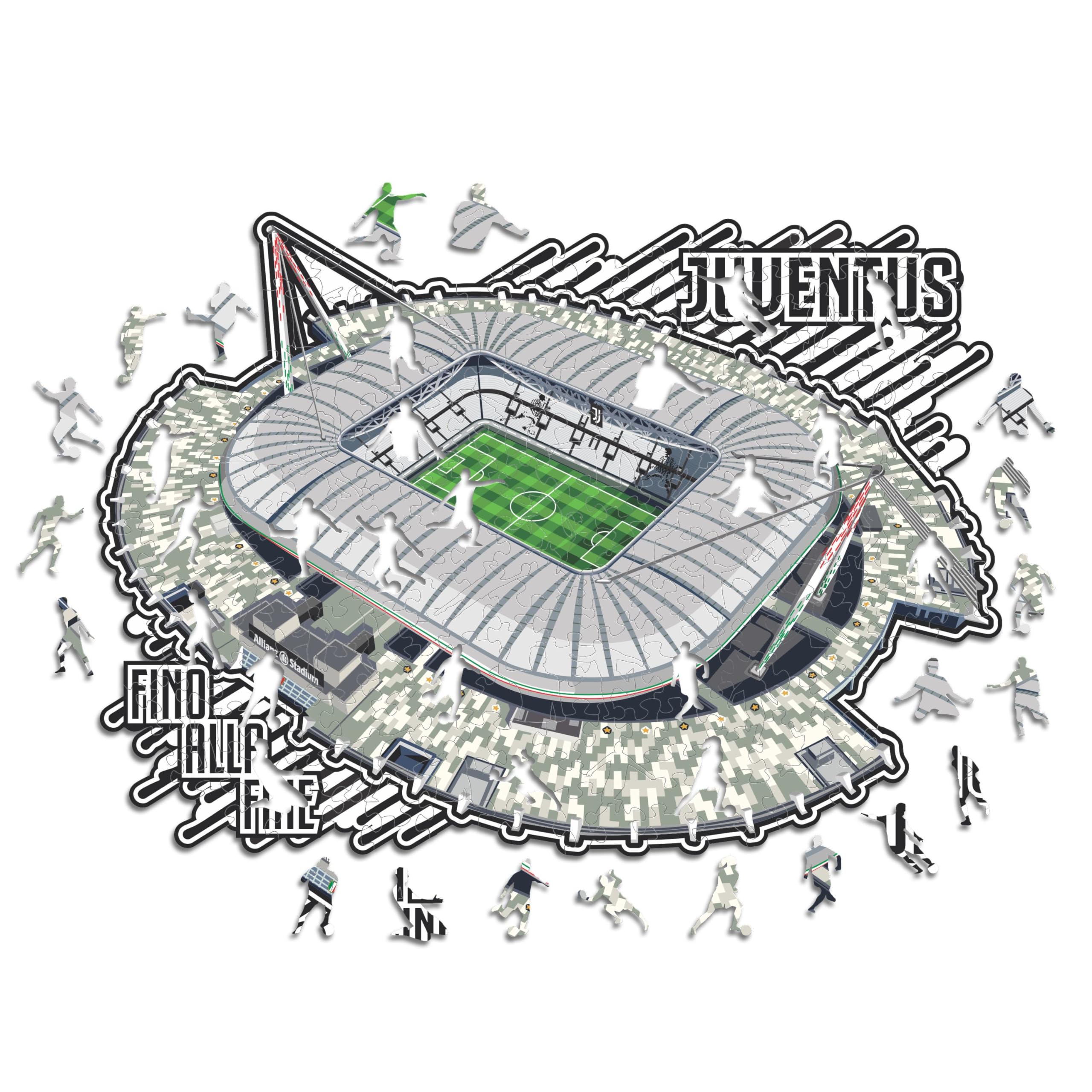 Iconic Puzzles, Juventus, Allianz Stadium, 100% eco-sustainable wooden puzzle with official license, size S, 150 pieces