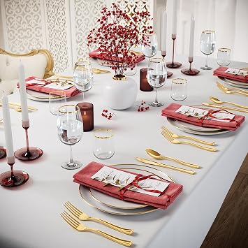 Exquisite Gold Plastic Spoons Heavy Duty 120 Pieces Gold Plastic Silverware Heavy Duty Disposable Silverware Set, Disposable Spoons Eating Utensils Sets Flatware Set For Parties & Events