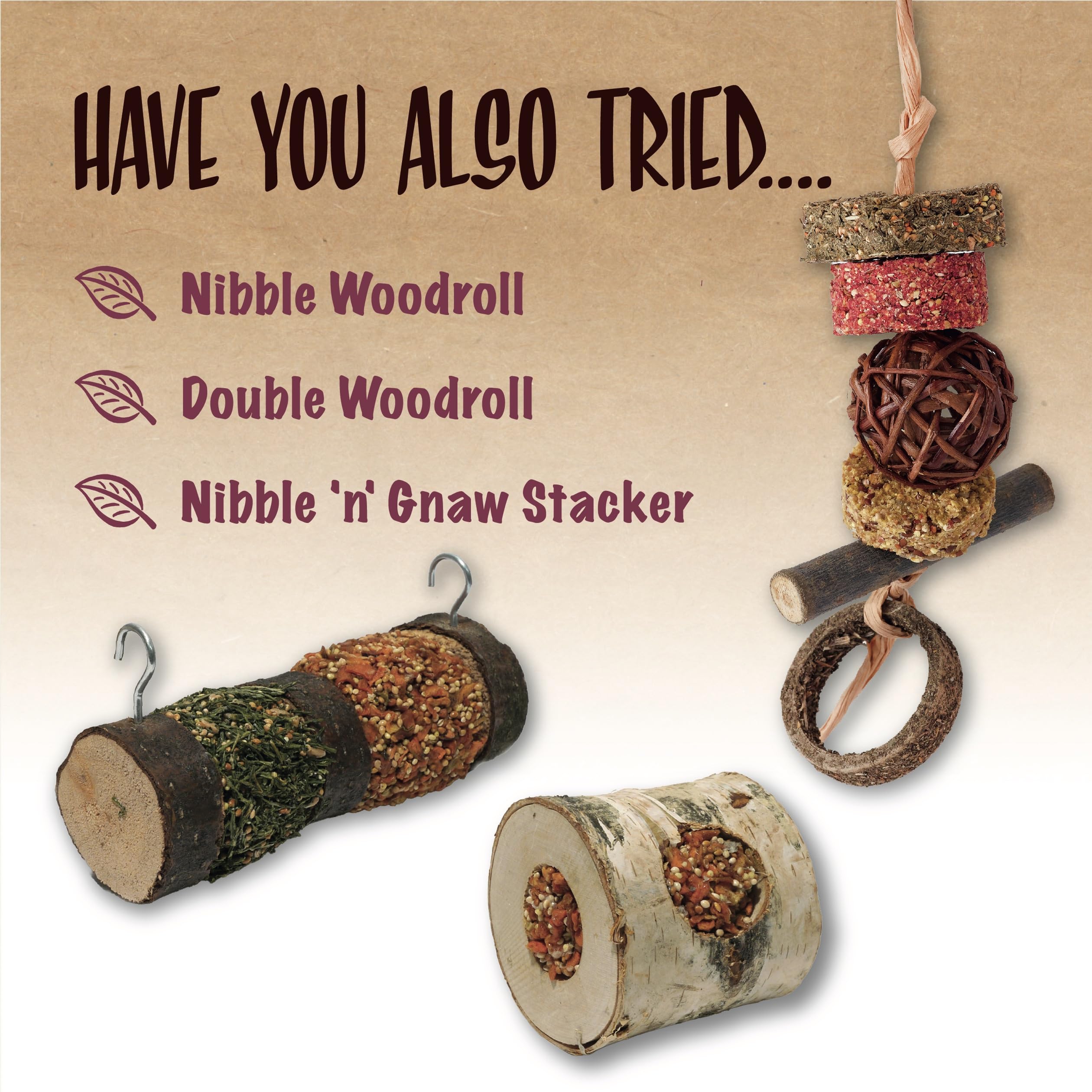 Rosewood Naturals Nager Spielplatz, Kleintier-Leckerli und Nagespielzeug für Hamster, Rennmäuse, Mäuse, Ratten, Kaninchen, Meerschweinchen, Chinchillas und Degus (1 Stück)