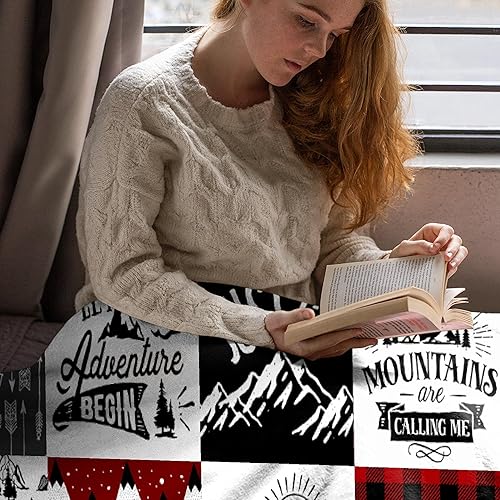 Miniatura 5 de BUYYET Mountain Adventure - Manta de regalo de franela de vellón, ligera, suave, bonita y acogedora para cama, sofá, viajes al aire libre, 40 x 50