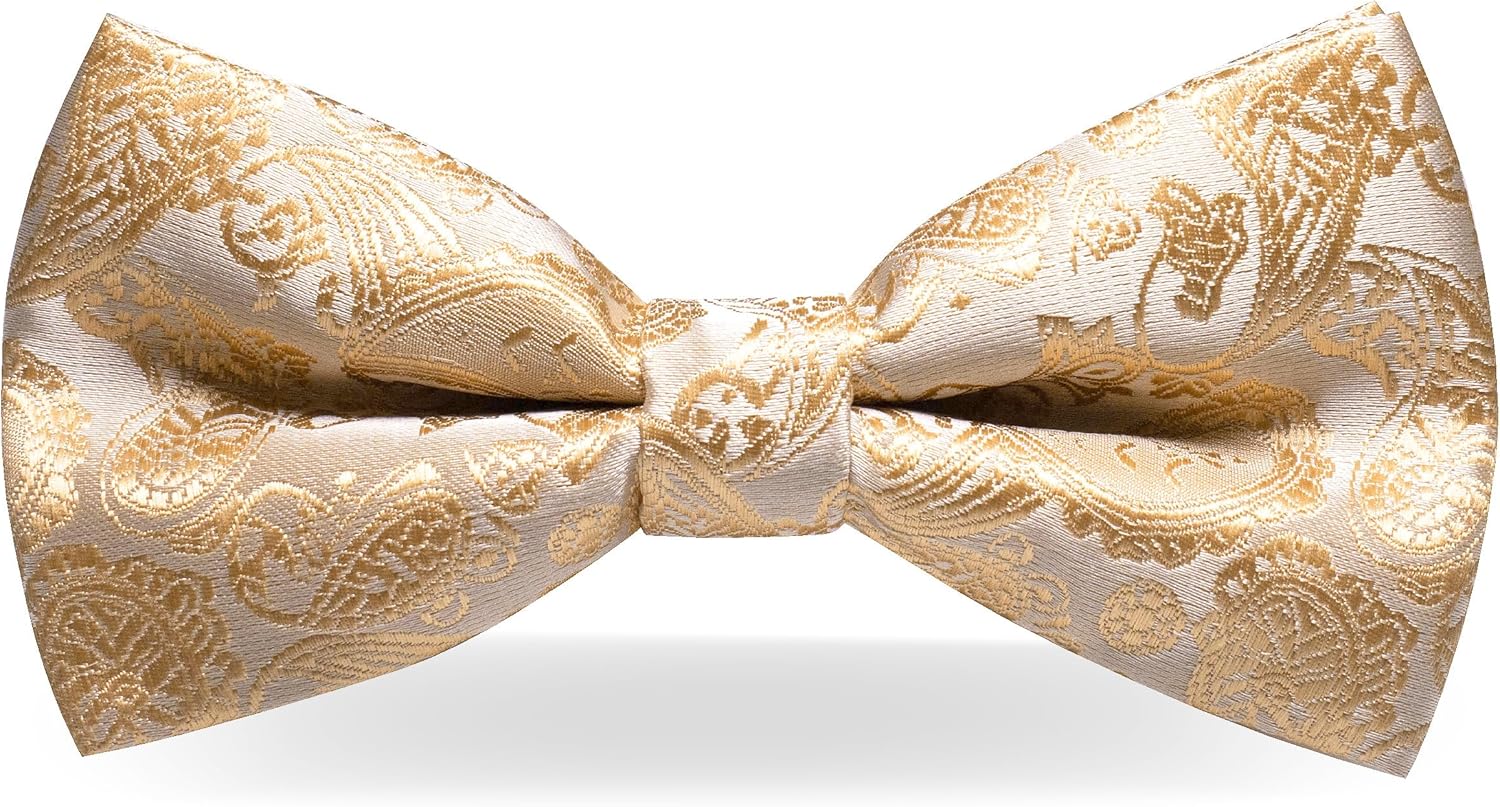 JEMYGINS Paisley Pre-tied Bow Tie and Pocket Square Cufflinks Lapel Pin Sets for Men 4PCS - Image 3