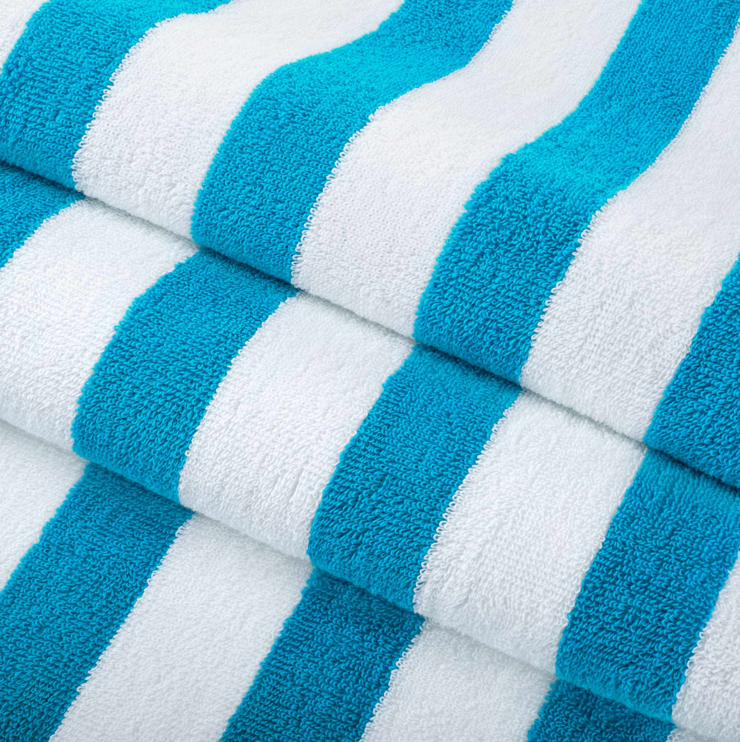 Arkwright Cali Cabana Lot de 4 Serviettes de Plage à Rayures, 100% Coton Doux, légères et à séchage Rapide, Serviettes en éponge pour Piscine, baignade et Spa, 76 x 152,5 cm, Bleu