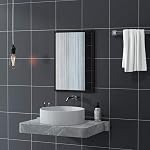 HOMCOM 20" x 28" Miroir mural, Miroir de salle de bains rectangulaire avec cadre en métal pour le salon, Chambre, Entrée, Décor maison, Pendent horizontalement et verticalement, Noir