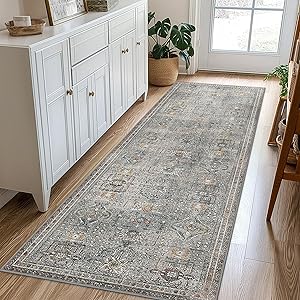 GENIMO 2x10 Non Slip Hallway Runner Rug, Machine Washable, Thin & Low Pile Lightweight for Kitchen, Laundry, Entryway, Bedroom & Living Room
