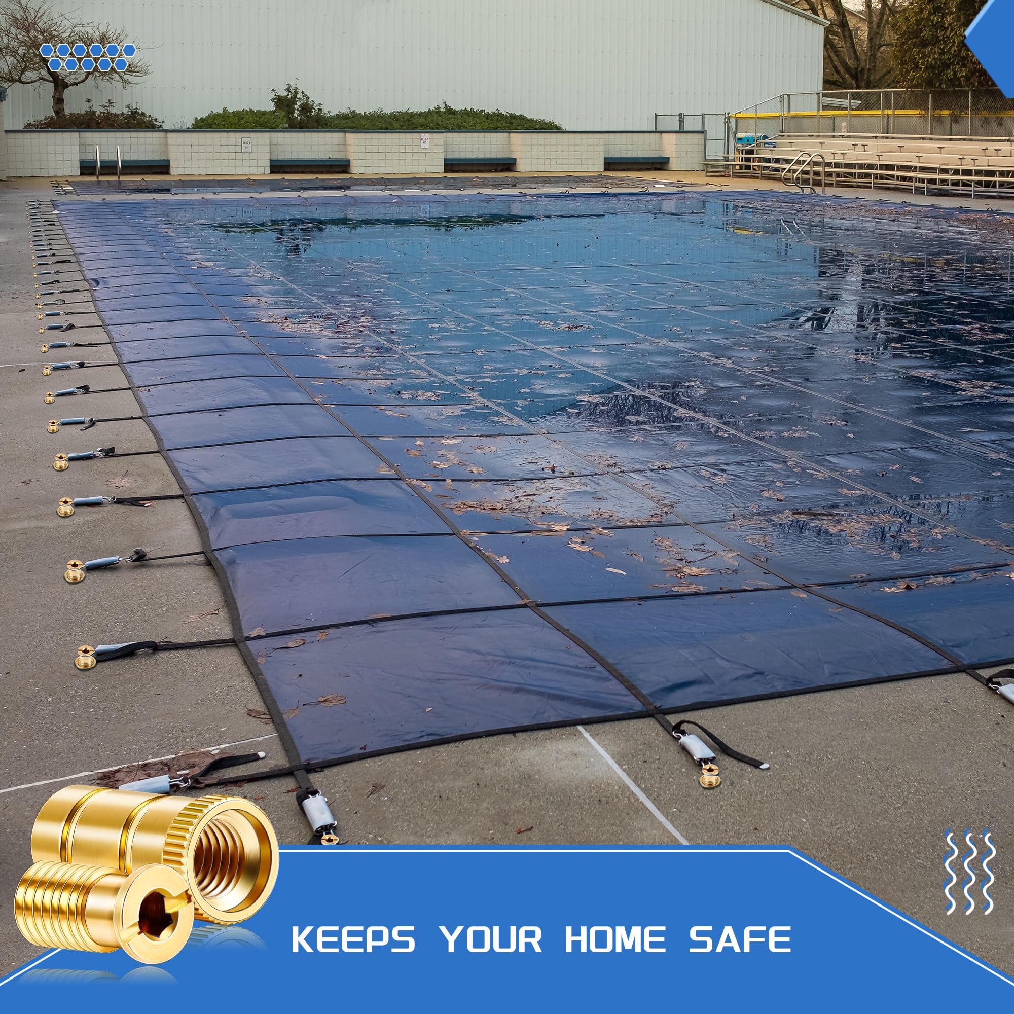 Zonon 15 Stück Messing Poolabdeckungsanker passend für 1,9 cm große Löcher, robuste Sicherheitsabdeckung, Messing-Innenanker für Beton und Pflastersteine, Schwimmbad, Universalgröße, passend für 1,9