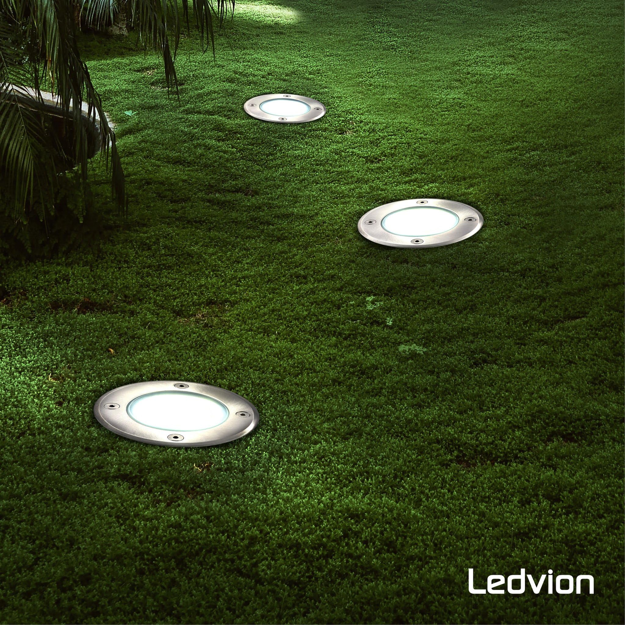 Ledvion - 9X Focos LED Empotrados Redondos, IP67, GU10, Cable de 1m, Iluminación Exterior, Iluminación de Terraza