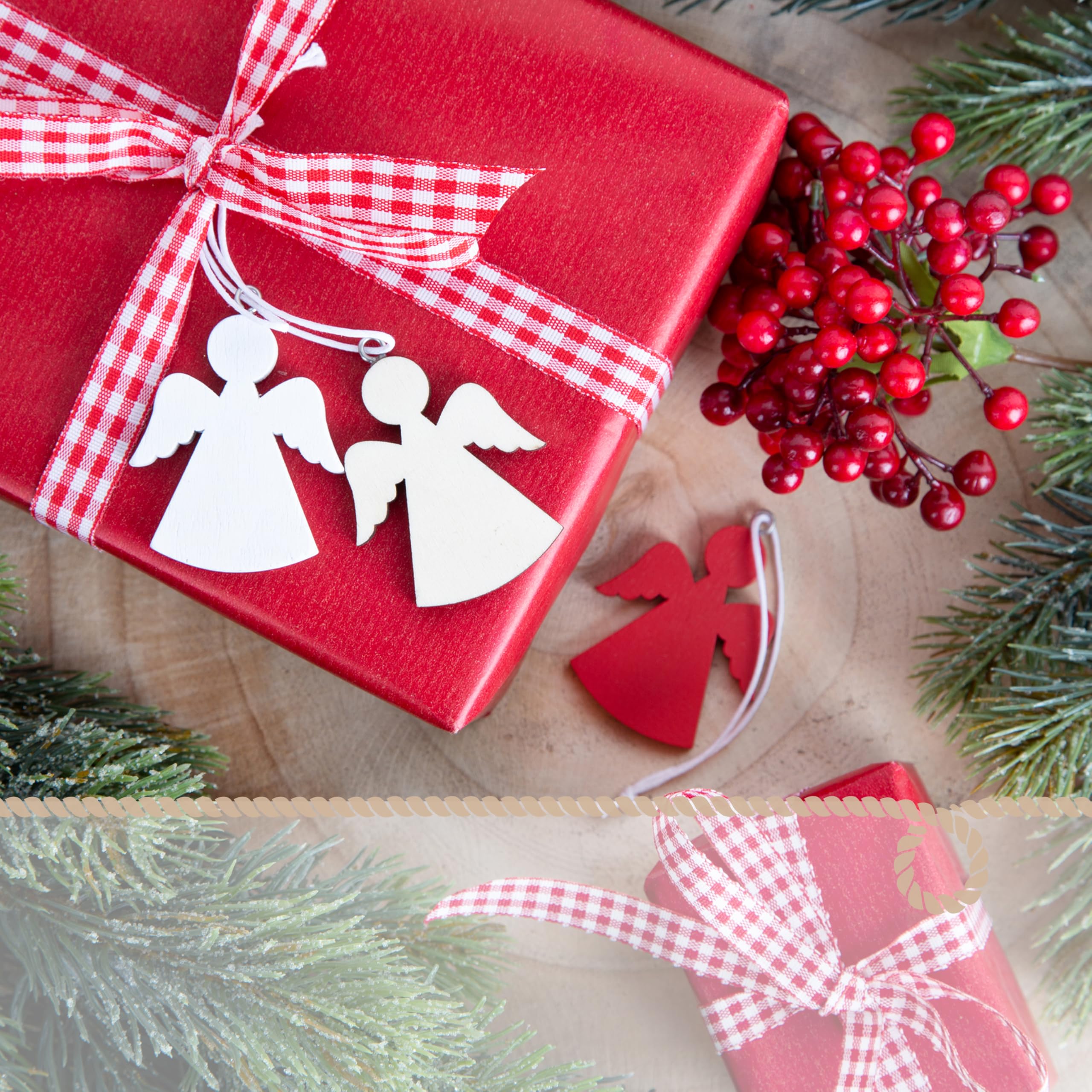 Set Di 72 Angioletti In Legno Per Albero Di Natale: Decorazioni Artigianali Colorate, Misura 5,5 Cm, 6 Modelli Diversi