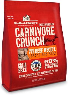Stella & Chewy's Carnivore Crunch Freeze-Dried Raw Grass-Fed Beef Dog Treats - Grain-Free Training Rewards for Picky Eaters, 3.25oz