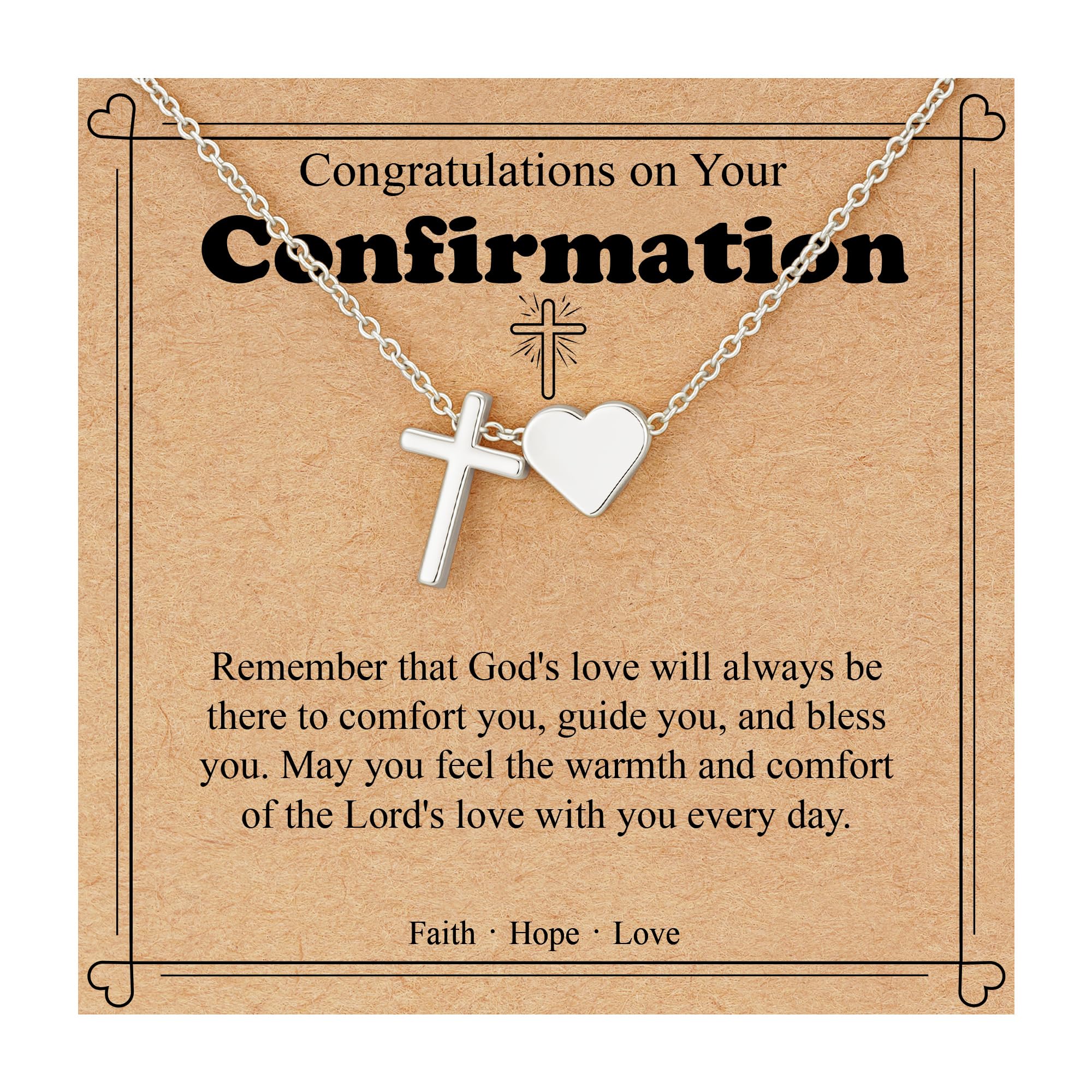 Cadeau de confirmation collier coeur chrétien pour adolescente - 4