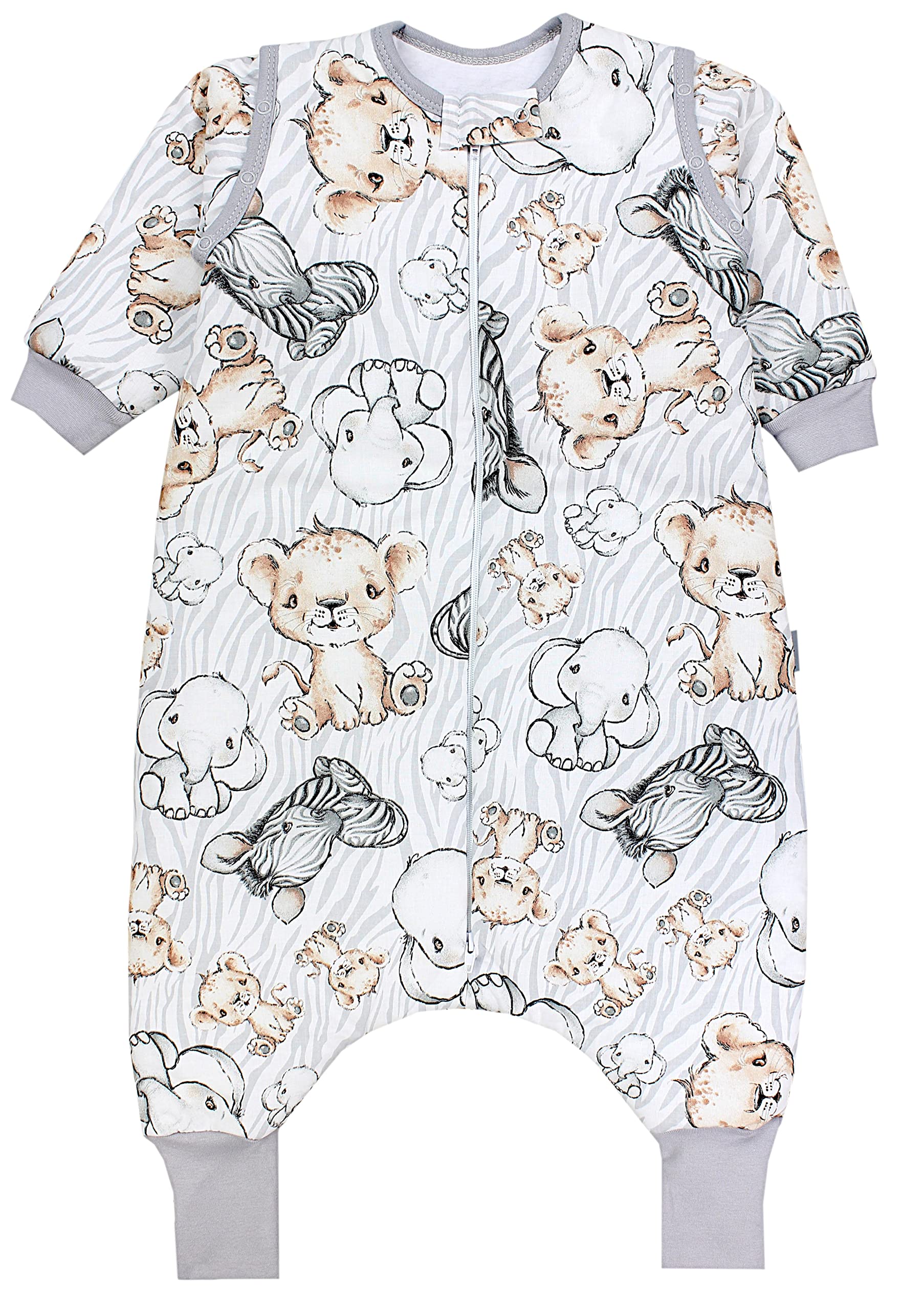 TupTam Baby Schlafsack mit Beinen und Ärmeln OEKO-TEX zertifizierte Materialien, Winterschlafsack 2,5 TOG Unisex, Farbe: Safari, Größe: 104-110