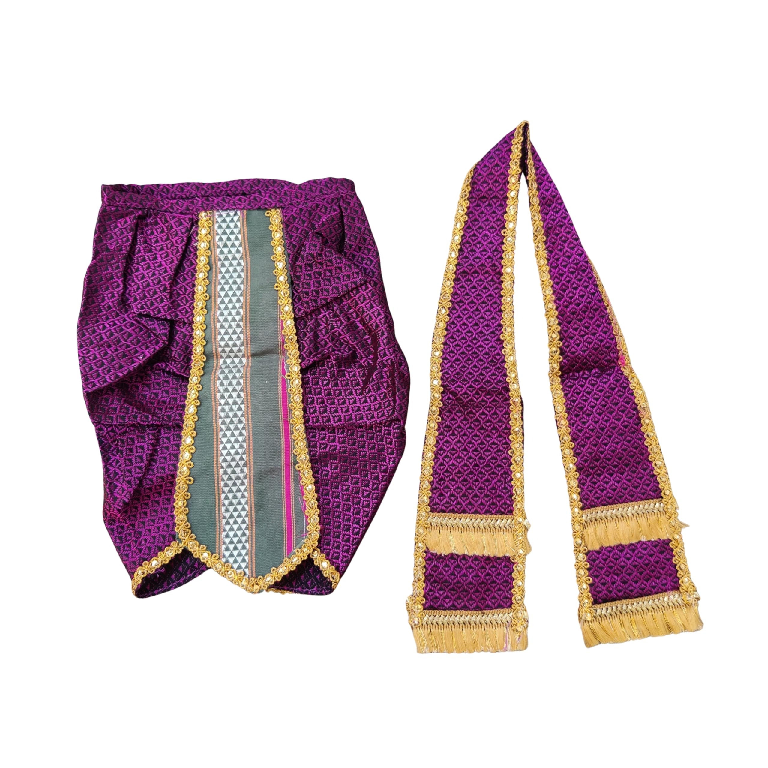 Khun Dhotar Shela Set (Pink) | God Idol Dress – Dhoti, Khes, Patka, Uparna Vastra for Ganpati, Krishna, Balaji, Murugan, Isar Ji | Gangaur, Ganesh Chaturthi Decoration Accessories