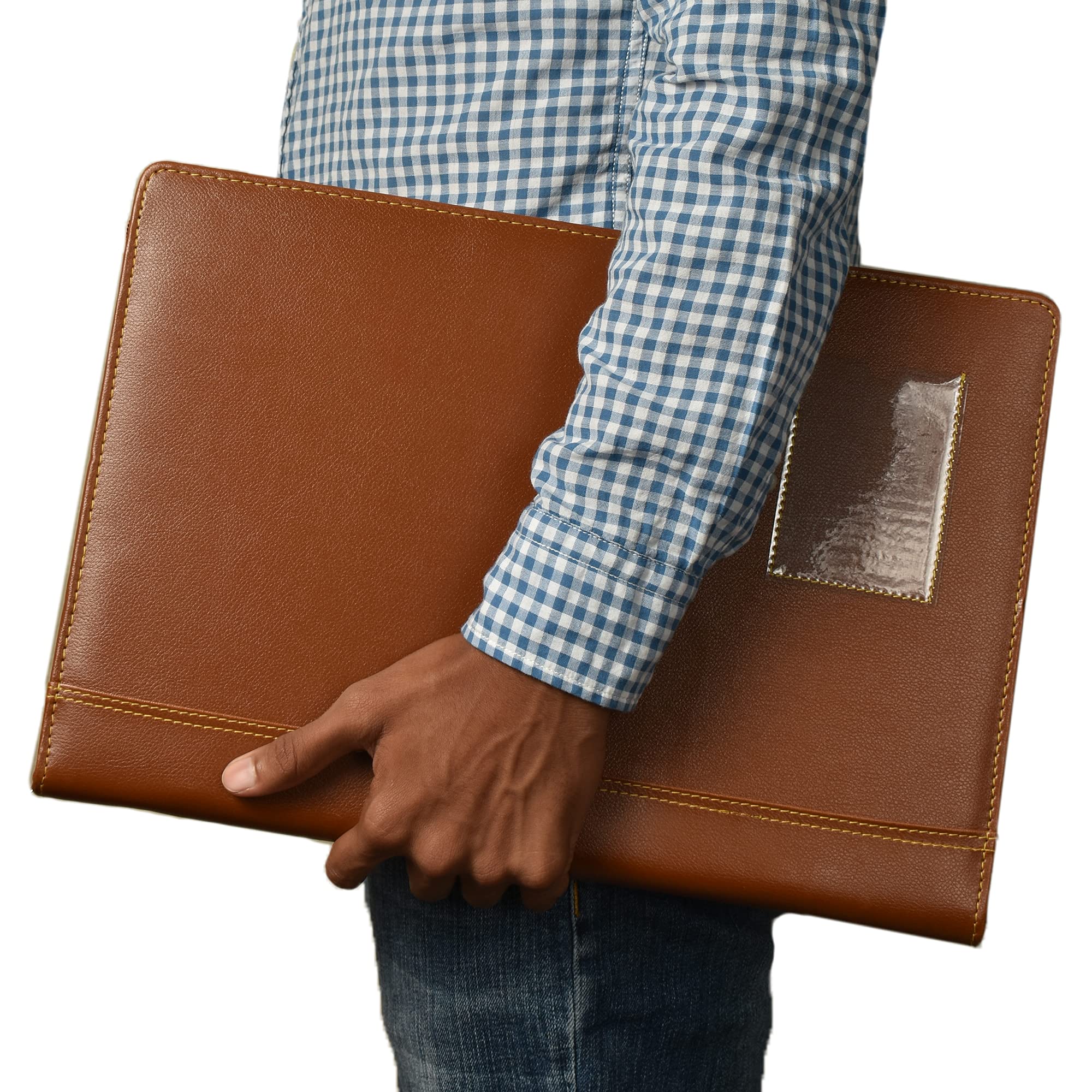 Buzz cool Carpeta profesional de piel sintética para certificados y documentos con 20 hojas (marrón)