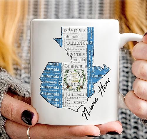 Miniatura 2 de PREZZY Taza de café personalizada con la bandera de Guatemala, taza de café con mapa único del continente del país, regalos divertidos de recuerdo