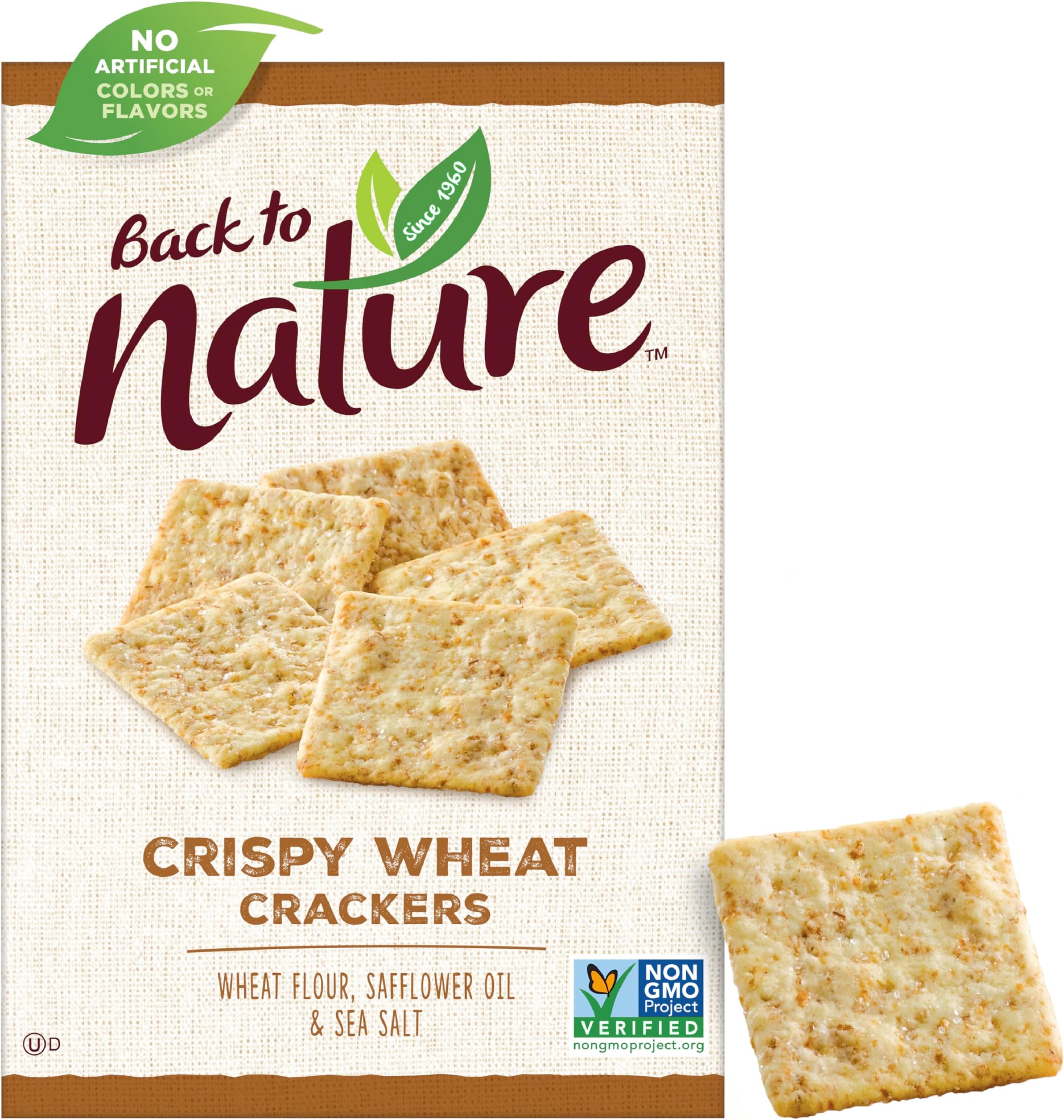 Back to Nature Crispy Wheat Crackers - Dairy Free, Non-GMO, Made with Wheat Flour & Sea Salt, Delicious & Quality Snacks, 8 Ounce