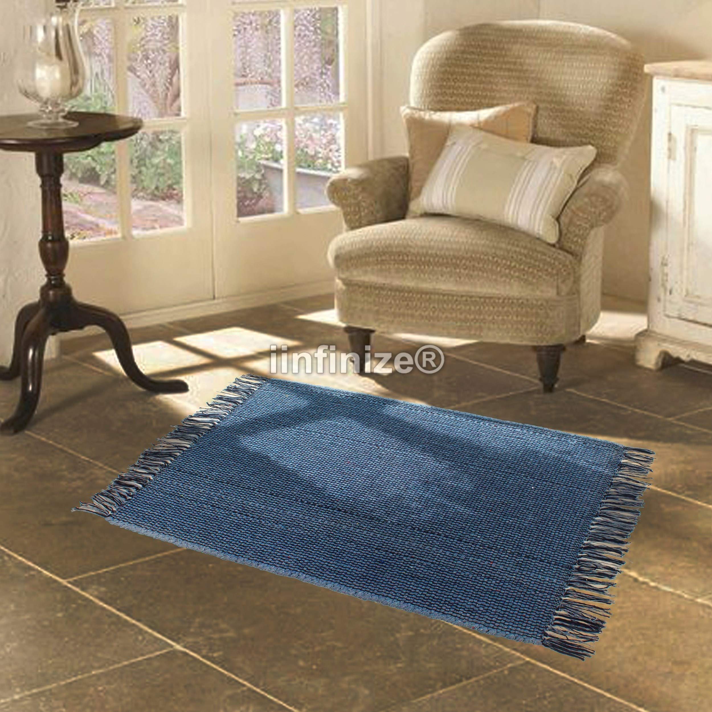 Tapis de sol tissé main en coton haut de gamme style bohème chic