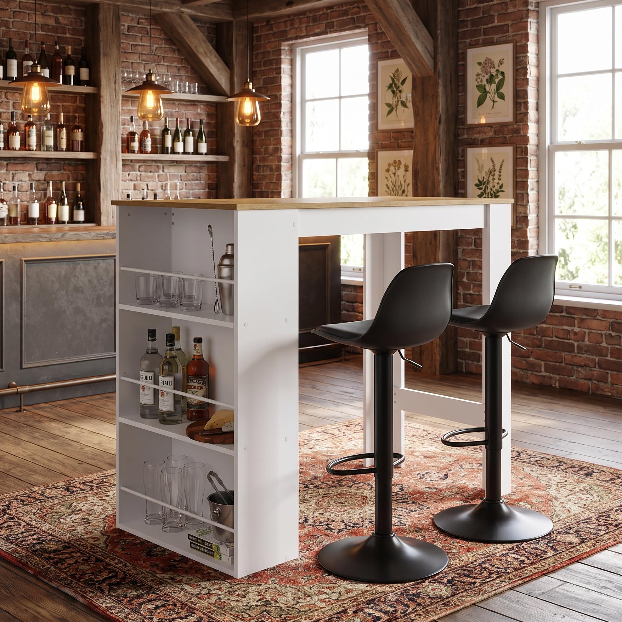 Set tavolo bar e sgabelli: rovere scuro + sgabello girevole