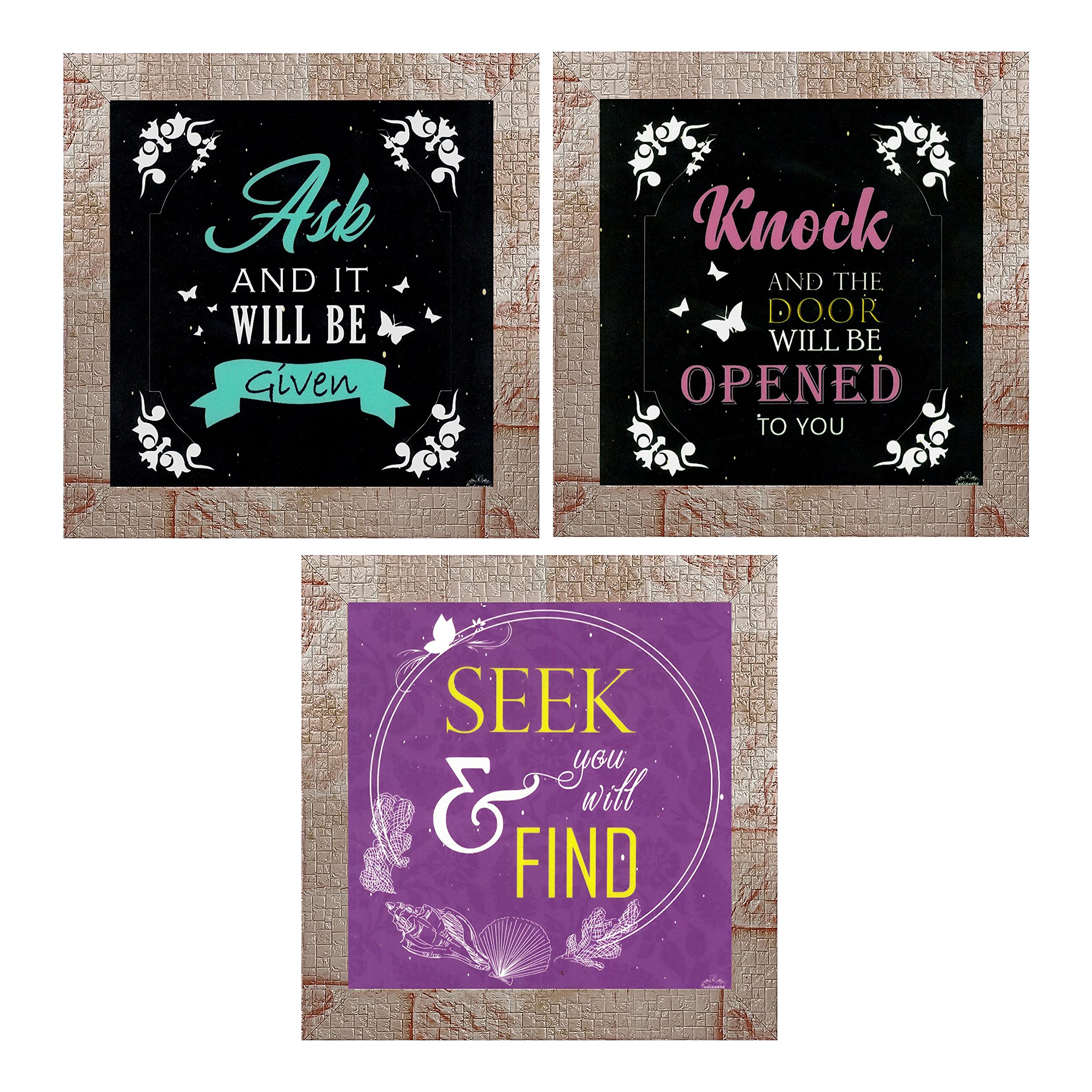 Indianara Set of 3 Spritual Quotes Framed Wall Hanging Laminated Paintings Matt Art Prints 9.5 inch x 9.5 inch each without Glass (1168BK) (9.5 inch X 9.5 inch, Marble Red) (B09B5C6136) Amazon Price History, Amazon Price Tracker