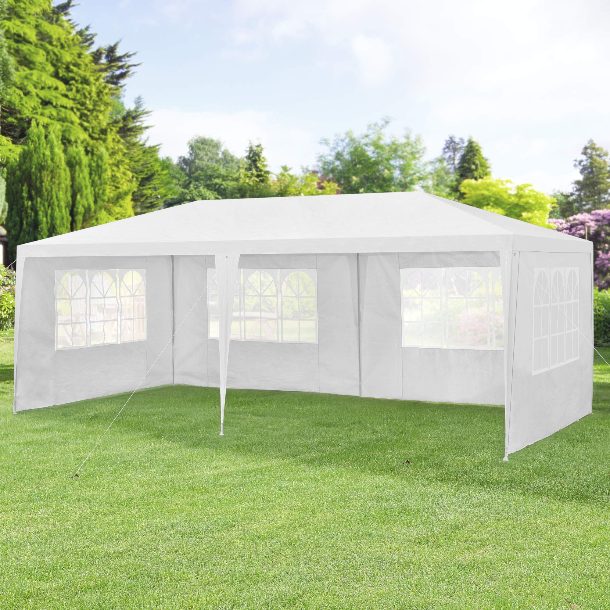 casa.pro Carpa Pabellón para Jardín Wedau Carpa Plegable Gazebo Cenador de Jardín Estructura de Acero Terraza Patio 600 x 300 x 255 cm - Blanco