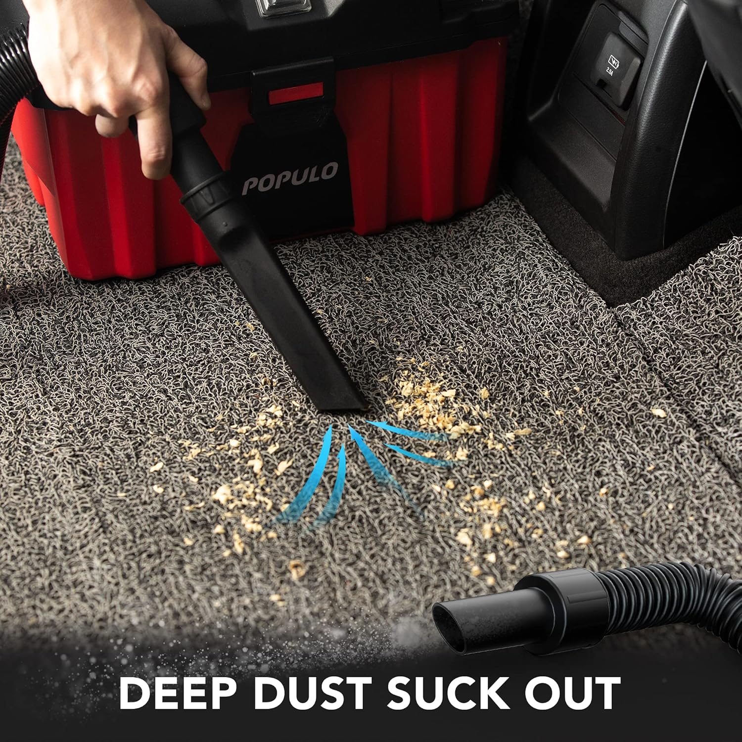 POPULO Wet Dry Vacuum Cleaner, Cordless Blower + Vac Powerful Suction Clean for Garage, Auto Detailing, Vehicle Dust Detachable Battery Hose Belt HEPA Filtration : Tools & Home Improvement
