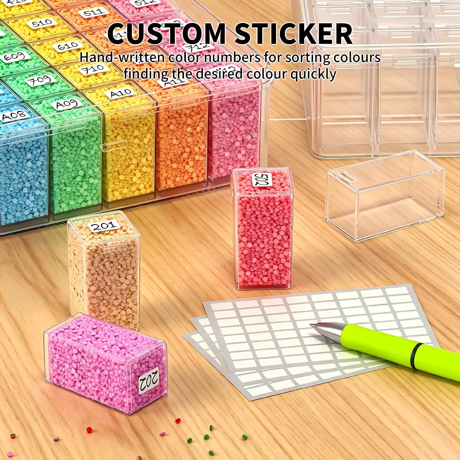 Newly Upgraded Transparent Large Capacity Diamond Painting Storage Containers,96 Grid Craft Organizers and Storage, Suitable for Nail Art, Necklaces, Bead Storage Containers
