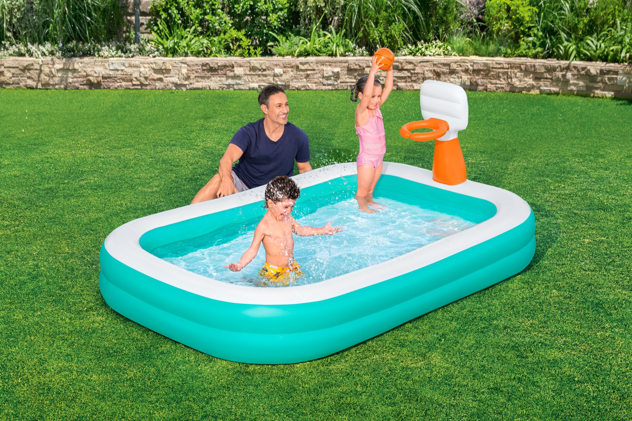 Bestway Family Pool Dunk N' Splash mit Basketballkörben 251 x 168 x 102 cm