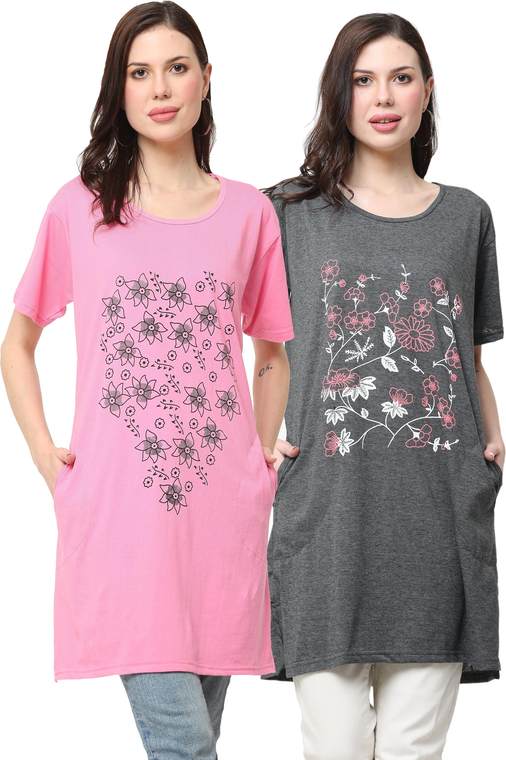 ddaspration Women Cotton Printed Long T-Shirt Combo-picture-16