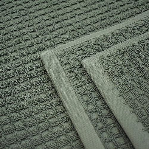 Miniatura 4 de DKNY Juego de toallas de baño de secado rápido, 2 toallas de baño, 2 toallas de mano y 2 paños de lavado, 100% algodón, color verde musgo