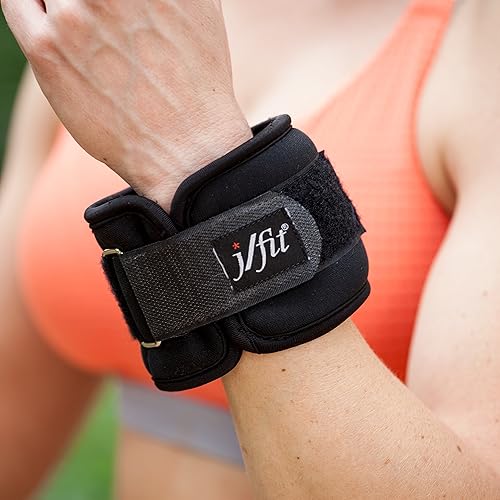 Miniatura 6 de JFIT Par de pesas para muñeca, juego de 2, correas de muñeca para fitness, caminar, entrenamiento, múltiples opciones de tamaño y peso, cómodas,