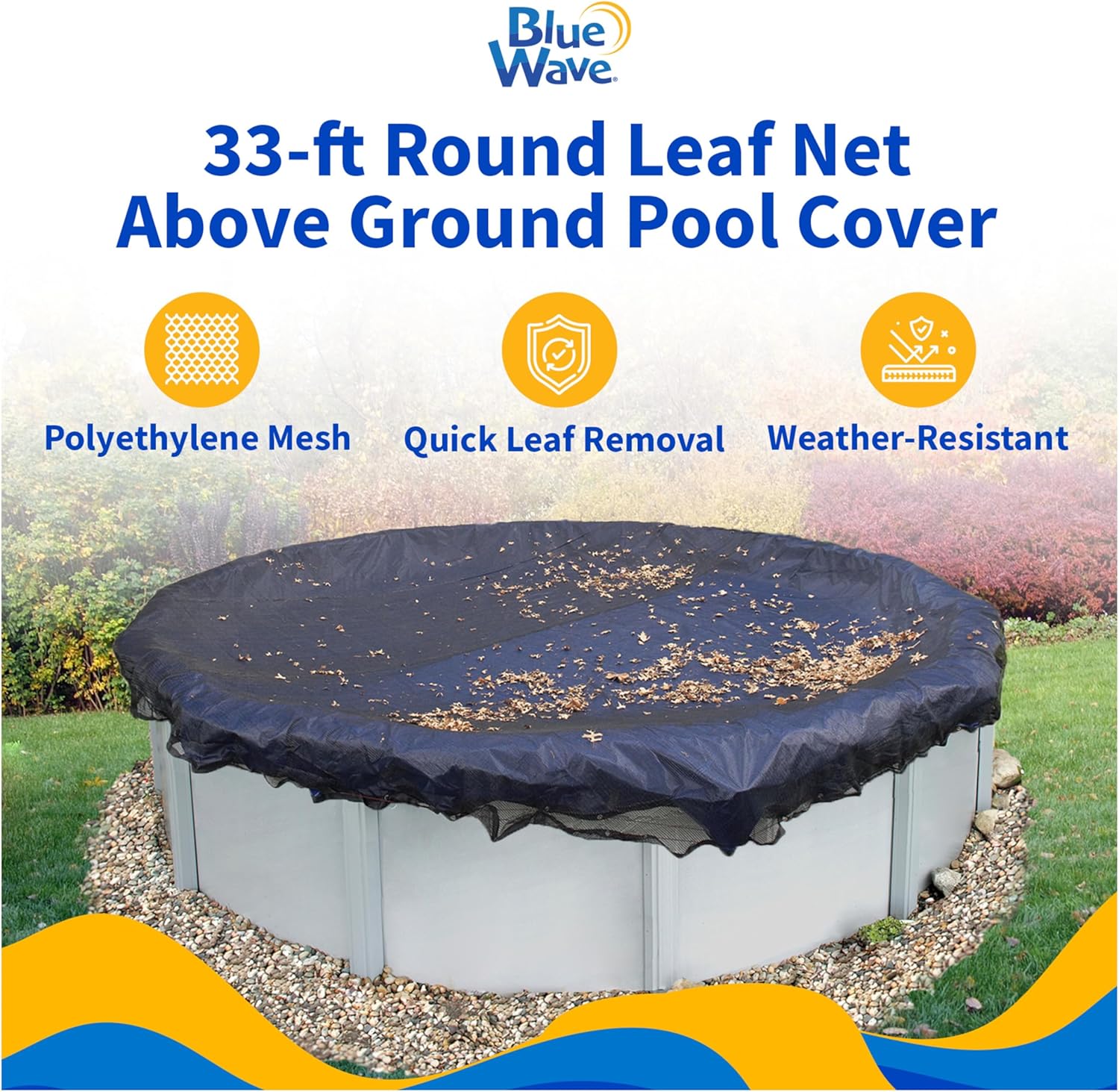 Blue Wave 33-ft Round Leaf Net Above Ground Pool Cover