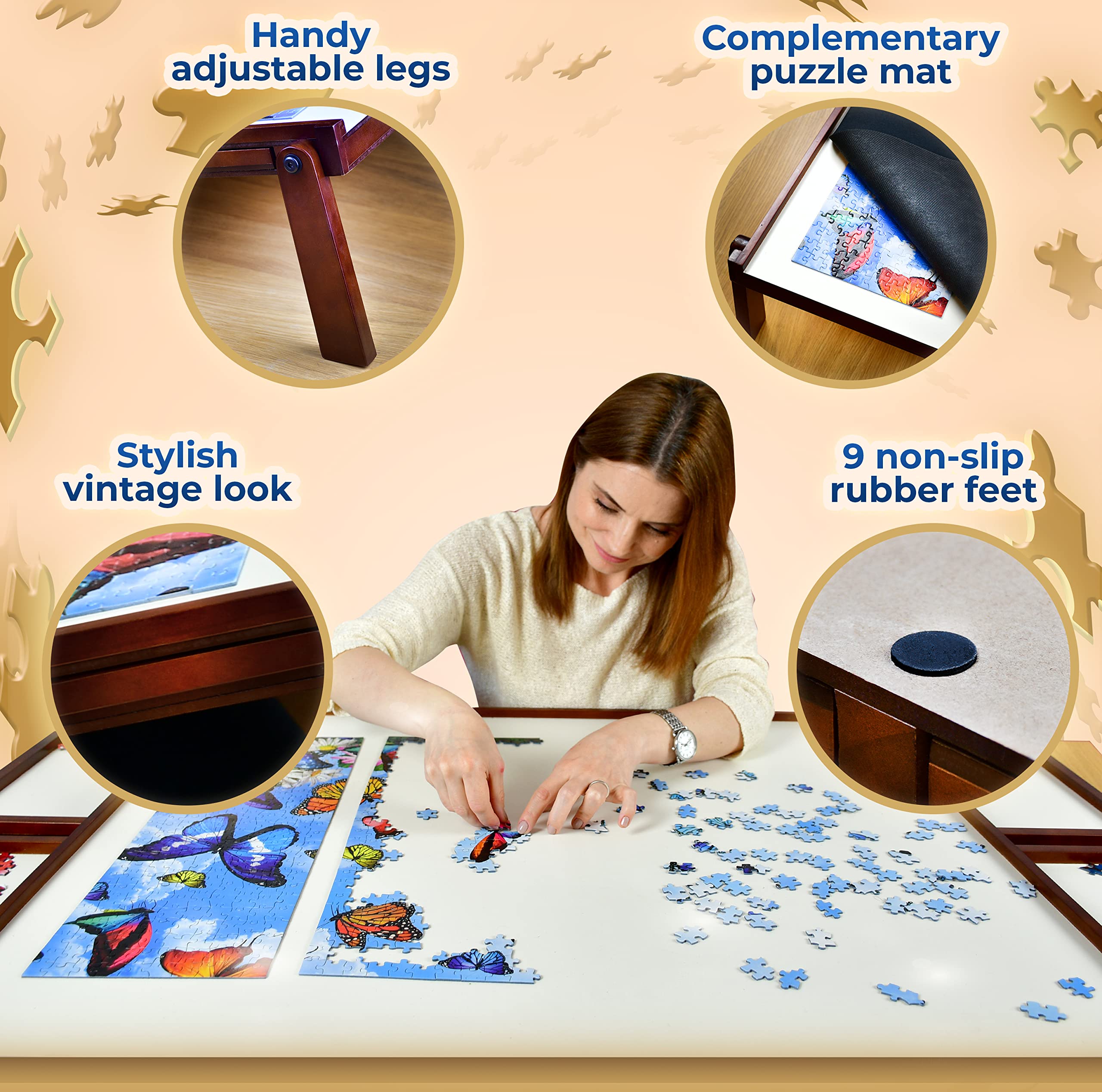 Buy Jigsoo 1500 Piece Puzzle Board Wooden Jigsaw Puzzle Table and