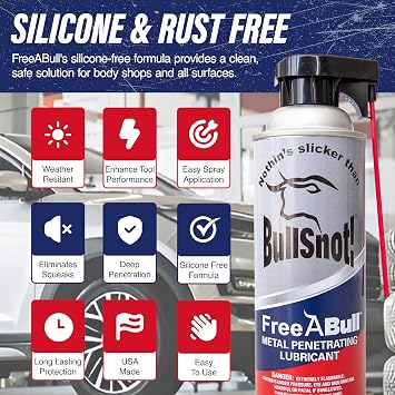 BullSnot FreeABull Metal Penetrating Lubricant (1 can) Rust & Corrosion Remove Frees Rusted Parts, Stops Squeaks, Cleans & Protects Silicone-Free, Professional Strength Made in USA