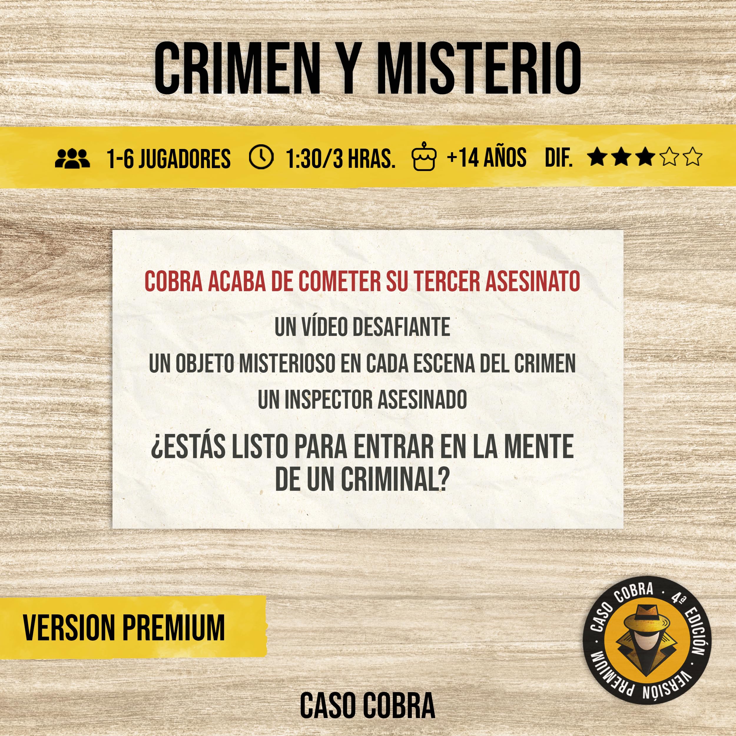 Caso Cobra - Juego de Mesa de Detectives y Escape Room en Casa