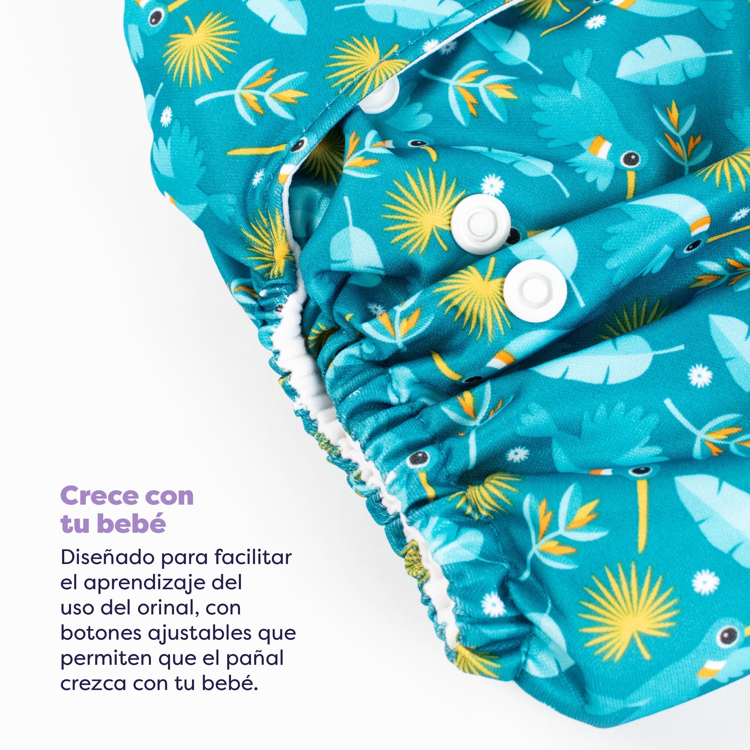 Bambino Mio Paquetes de 5 pañales reutilizables Miosolo Classic (ANIMALES) - pañales de tela «todo en uno», pañales lavables de talla única, resistentes a las fugas y absorbentes