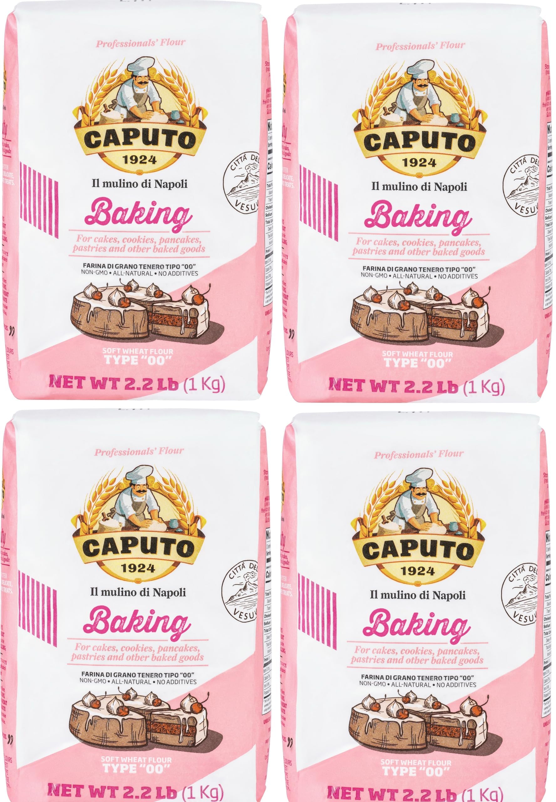 Antimo Caputo Baking (Pasticceria Pastry) 00 Flour 2.2 Pound Bag - For Desserts & Shortbreads - From Italy Type 00 Wheat (Pack of 4)