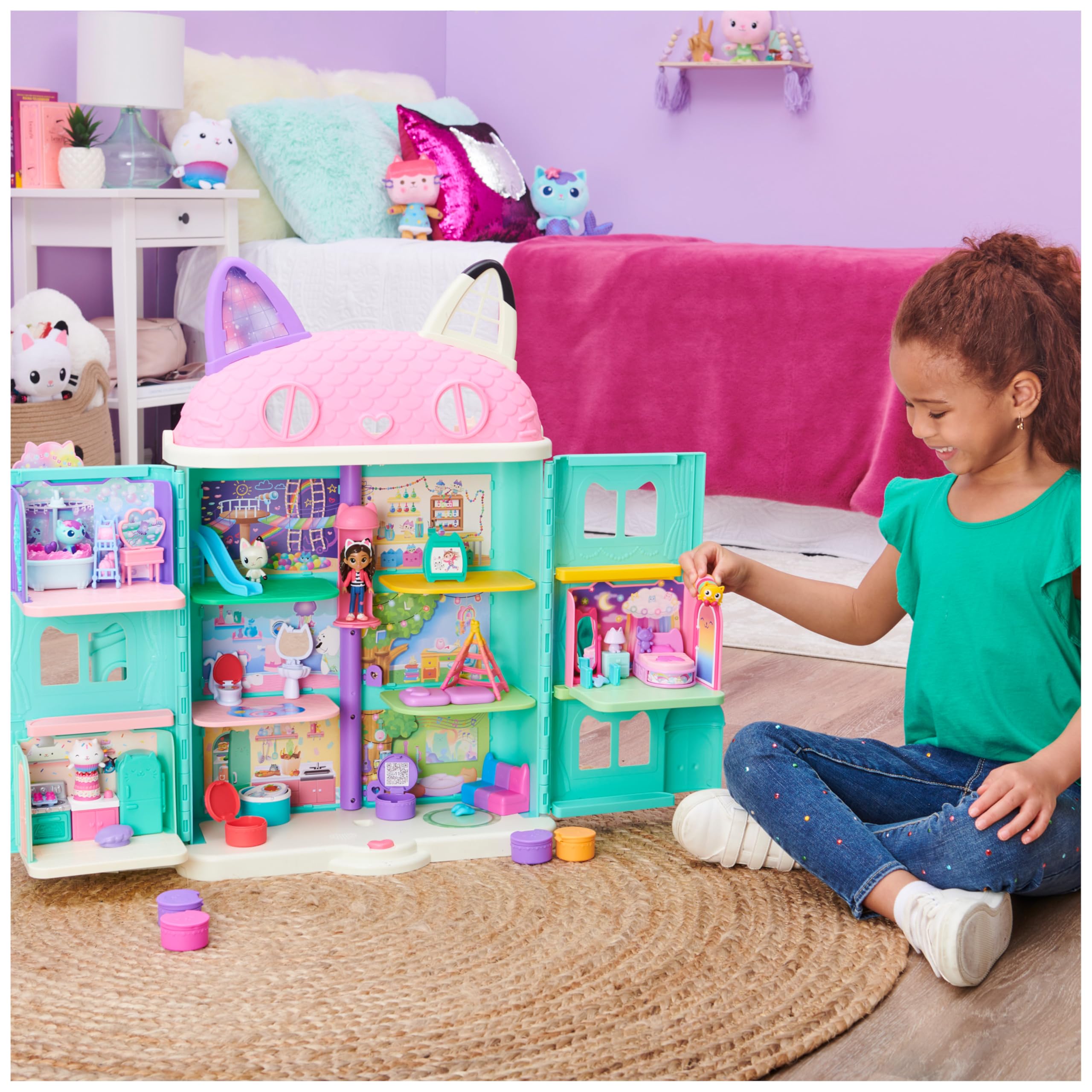 La Casa De Muñecas De Gabby - Dormitorio De Sueñigata Con 1 Figura Sueñigata, 3 Accesorios, 2 Caja Sorpresa Y 3 Muebles | Juguetes Niñas 3 Años O Más | Regalo Niña 3 Años O Más De Gaby Gato
