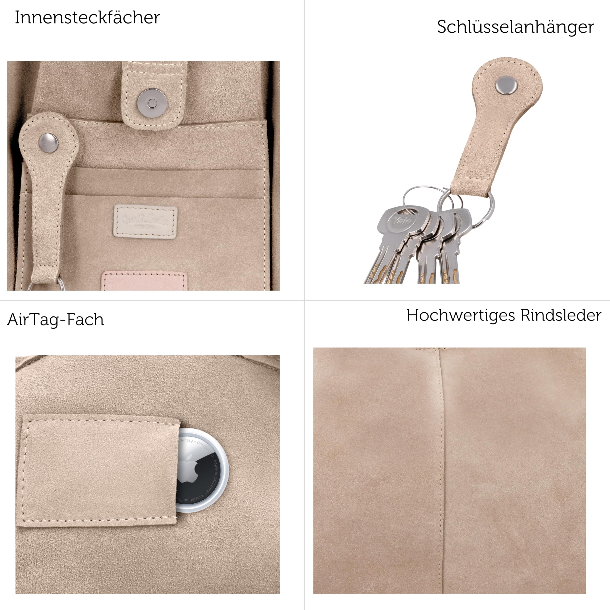 Gusti Leder Handtasche Rosalie - Handtasche mit abnehmbarem Schlüsselanhänger