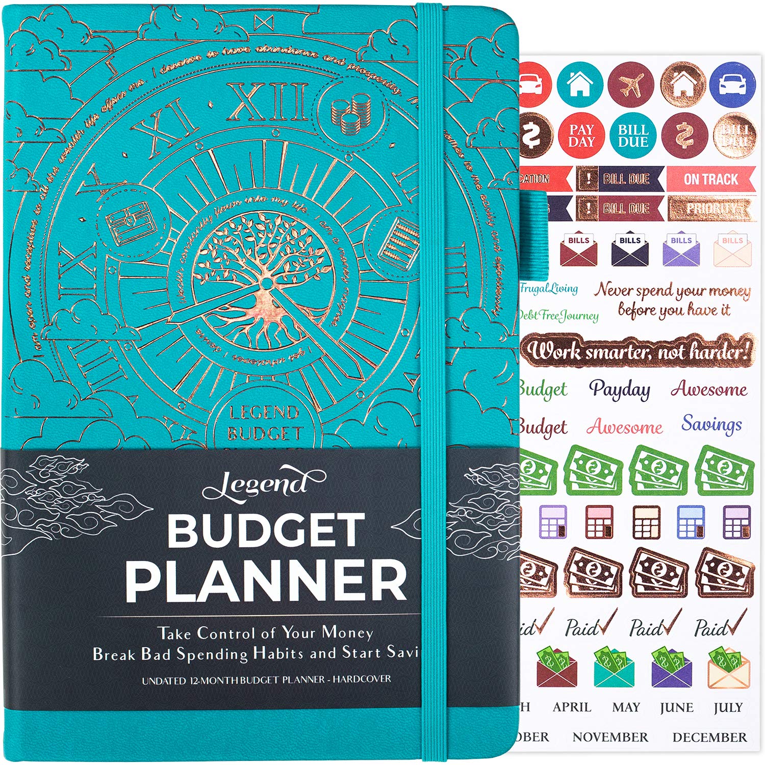 Legend Planner Budget – Deluxe Financial Organizer & Budget Book. Money Account Book & Expense Tracker Notebook Journal for Household Monthly Budgeting & Personal Finance – Turquoise