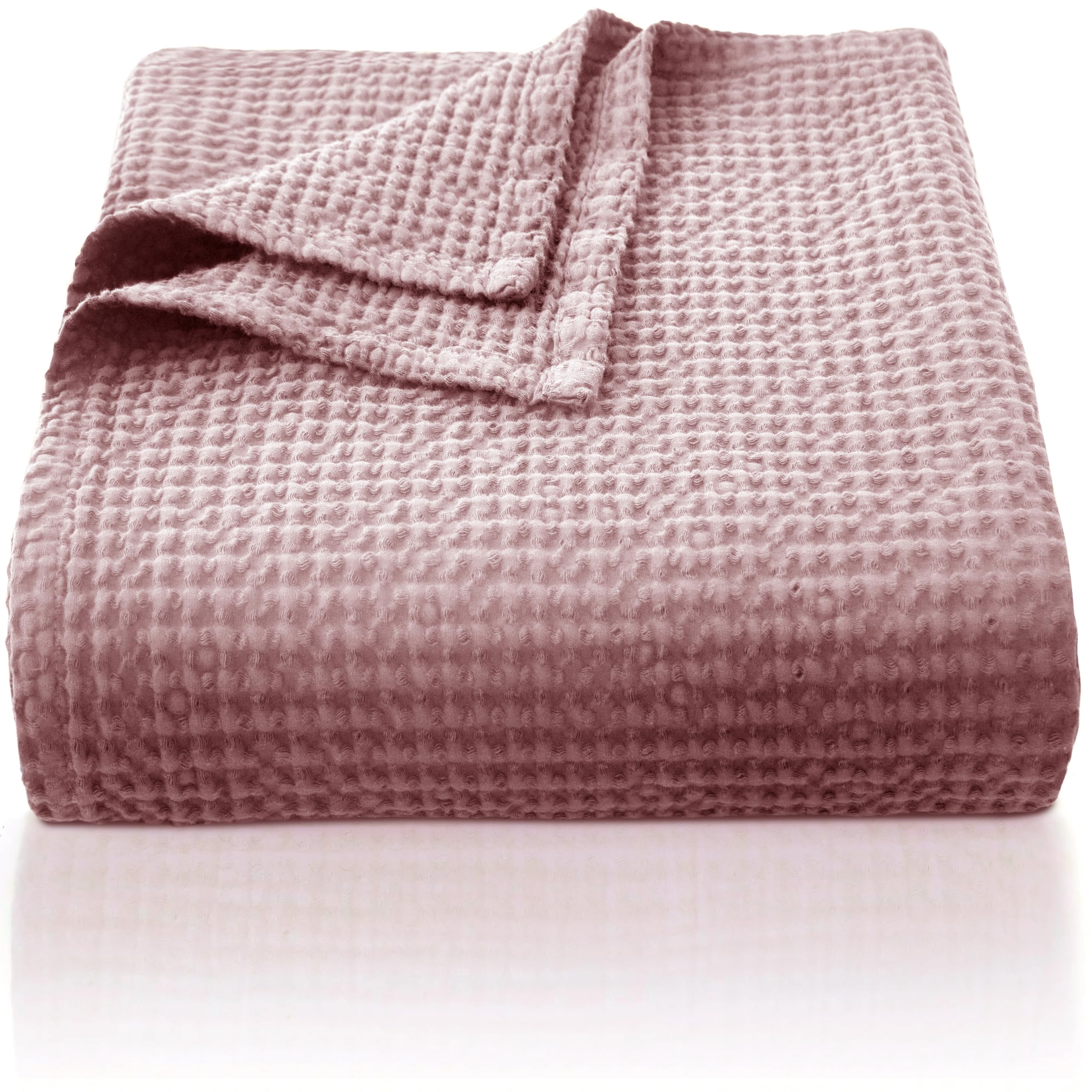 CHUFFED 100% Baumwolle Decke 220x 240 cm, Weiche und Atmungsaktive Tagesdecke, Waffelmuster Leichte Decke als Sofadecke Couchdecke, Weich Kuschelige Wohndecke Wohnzimmer, Sofa Couch Violet