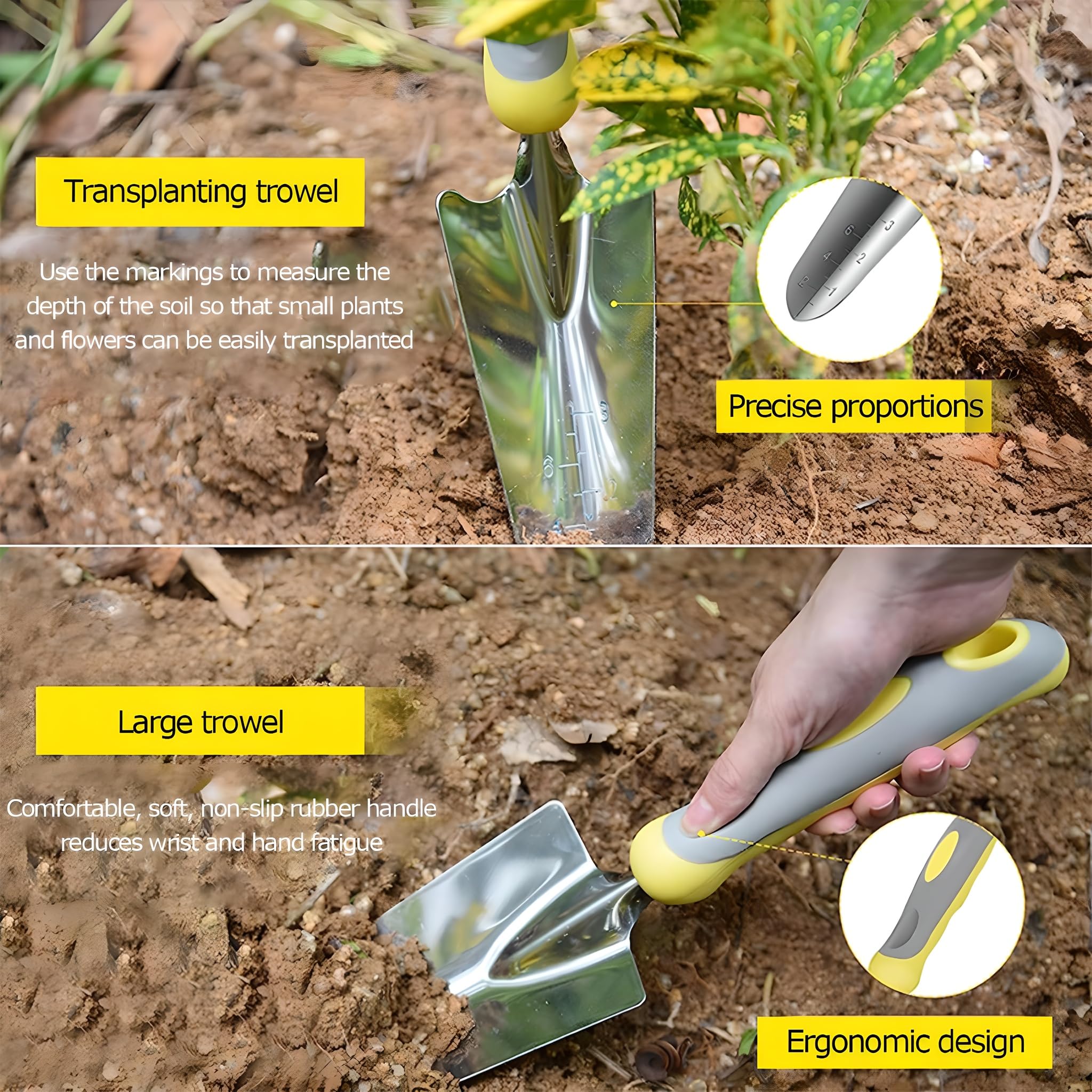 Garten-handwerkzeug 10-set - Enthält Robusten Gartenkelle, Gabel, Rechen, Unkrautstecher, Umpflanzer Aus Edelstahl Mit Ergonomischem Griff Für Frauen Und Männer, Innen- Und Außenpflanzenwerkzeuge