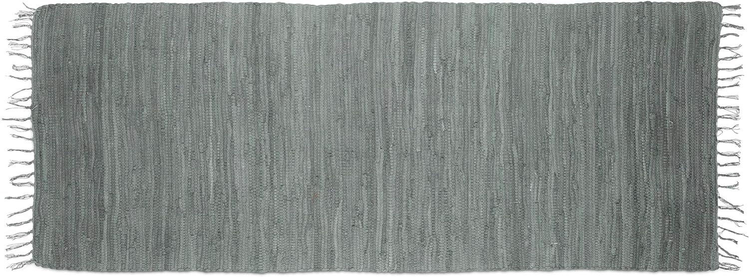 Relaxdays Grey Rag Rug 80 x 200 cm with Fringes Made of 100% Cotton ...